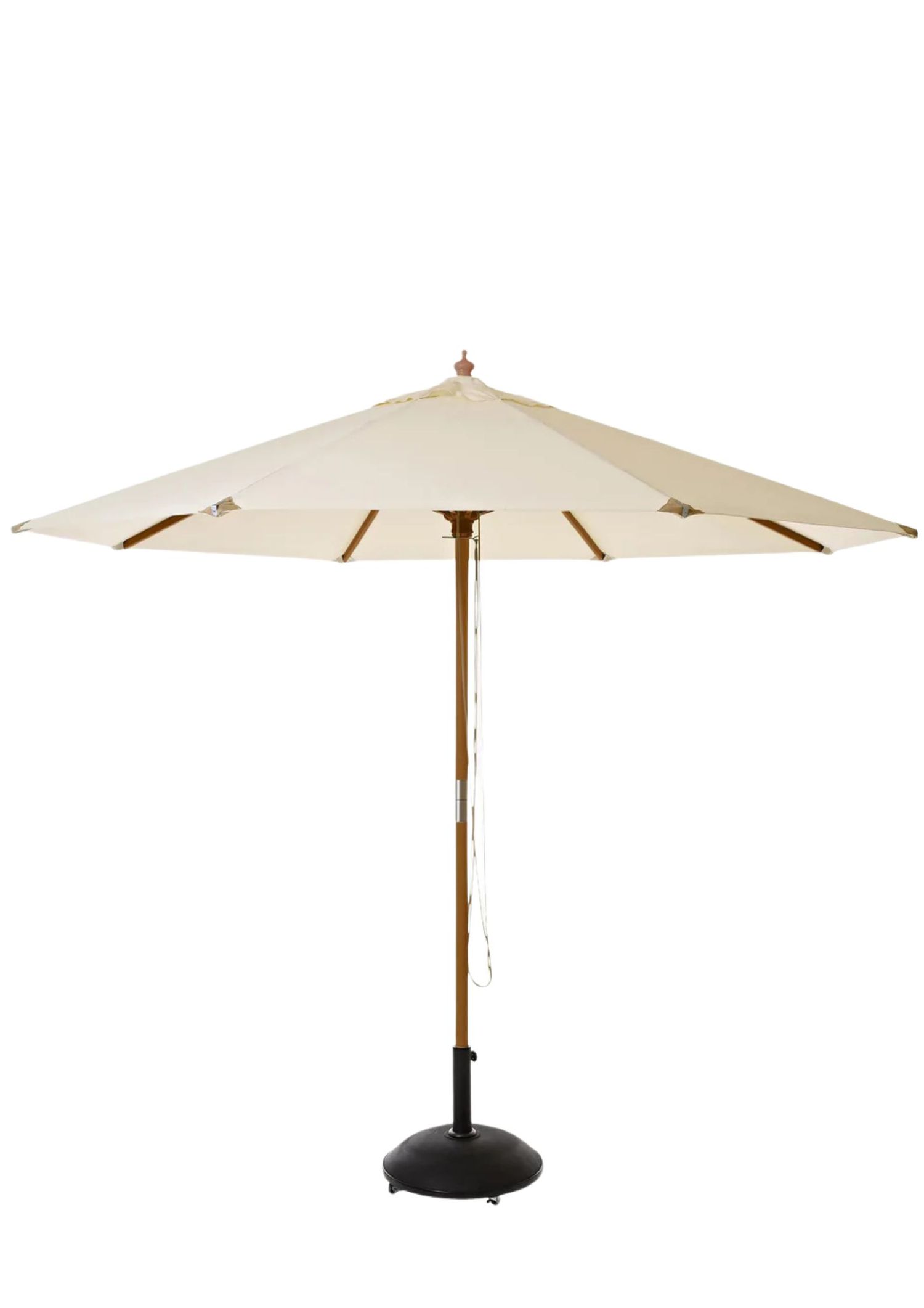 A white parasol with stand