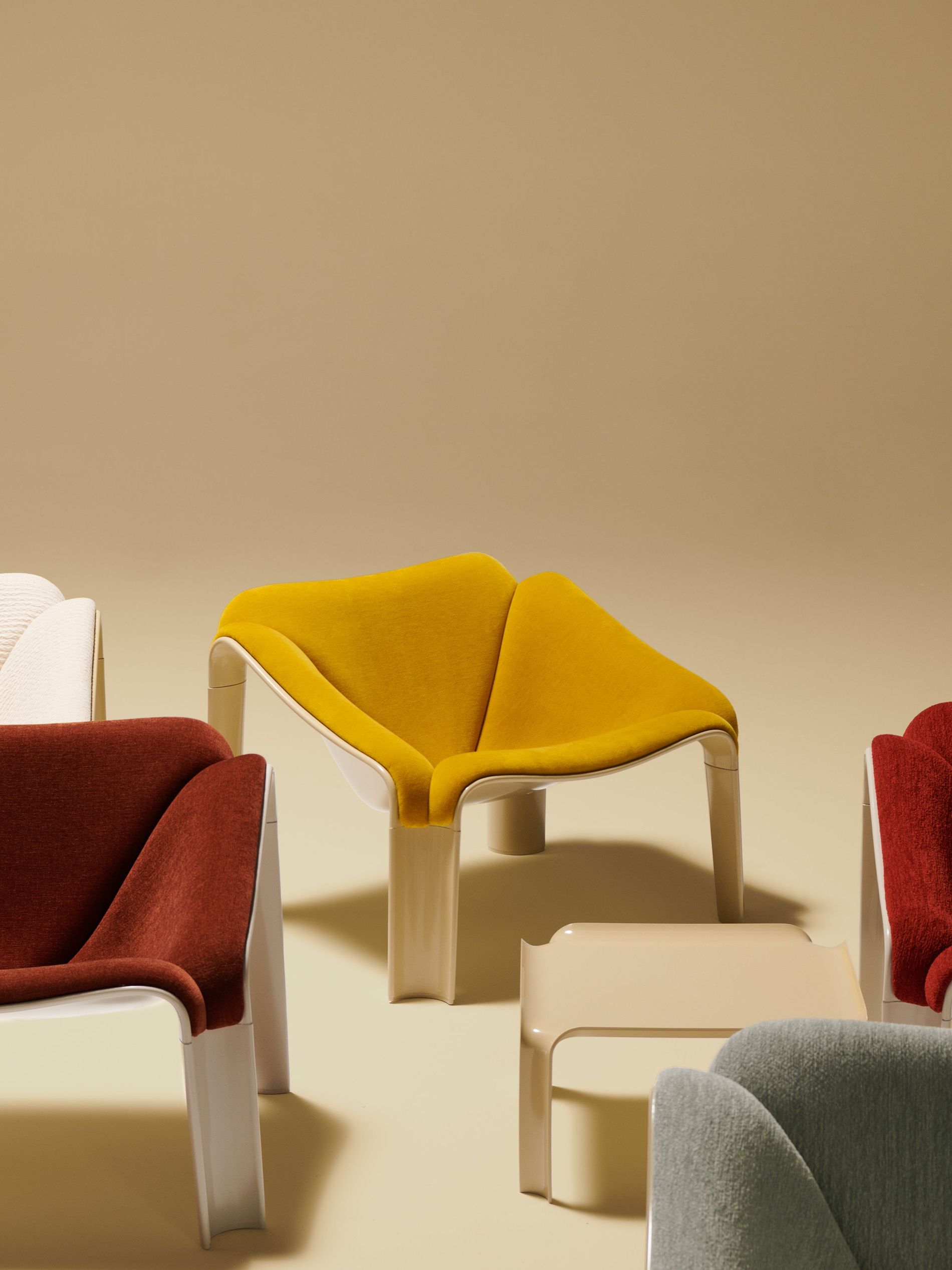 Gubi F300 lounge chair and T877 table relaunch