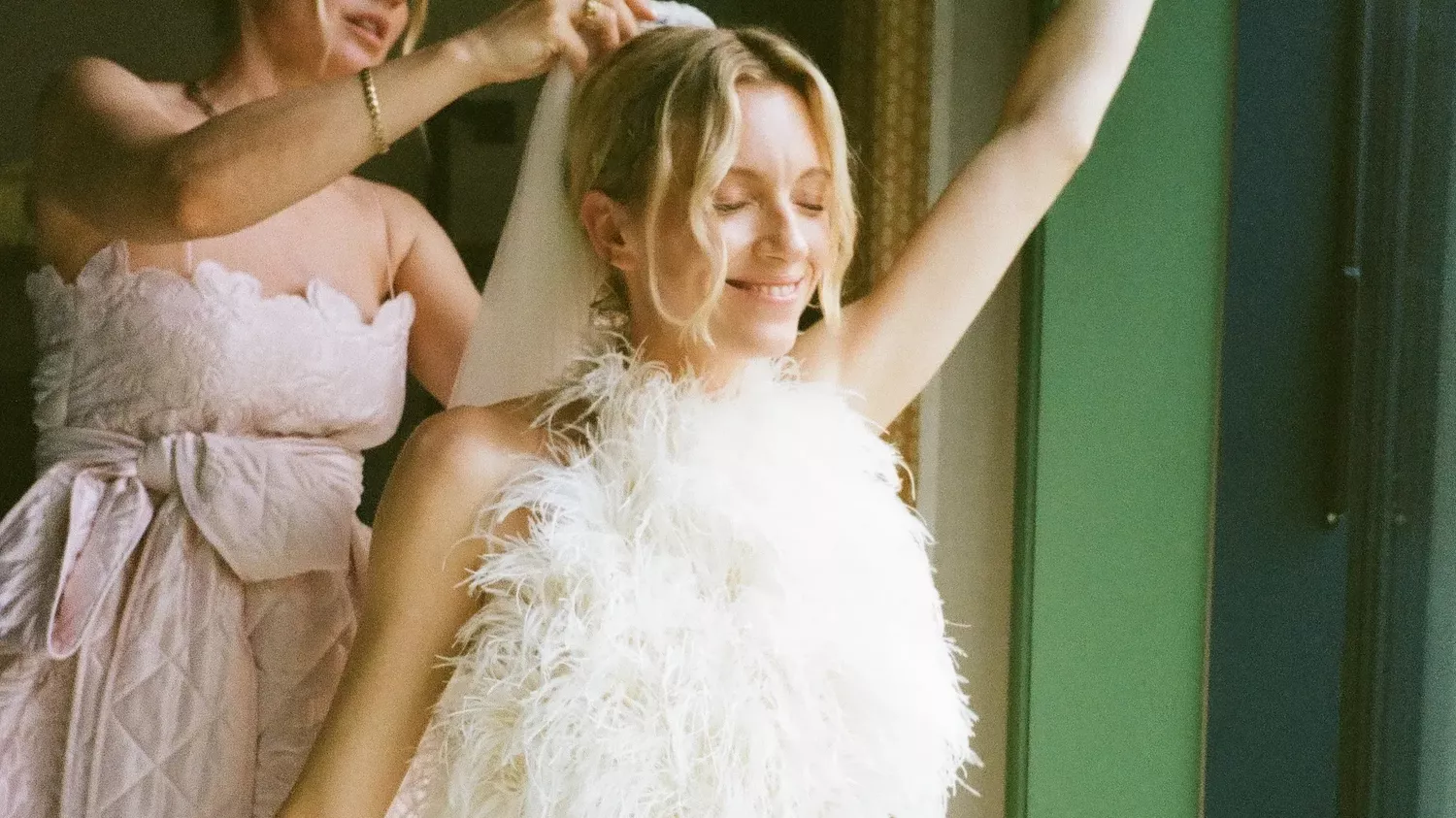 This Copenhagen bride spent 50 hours hand-sewing feathers onto her sheer  wedding dress - Vogue Scandinavia