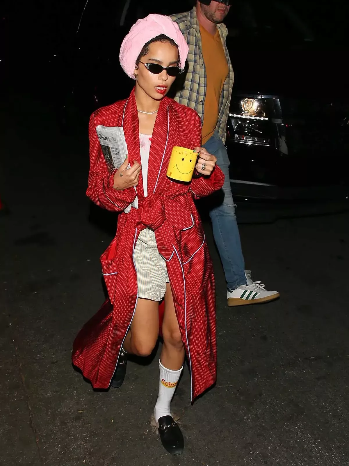 Zoë Kravitz dressed as a morning look with a vampiric twist.
