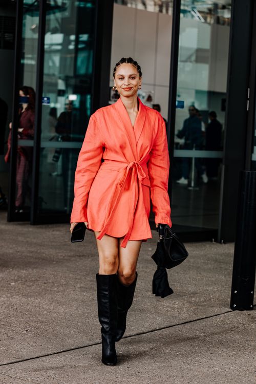 Knee-high boots are going nowhere according to street stylers - Vogue ...