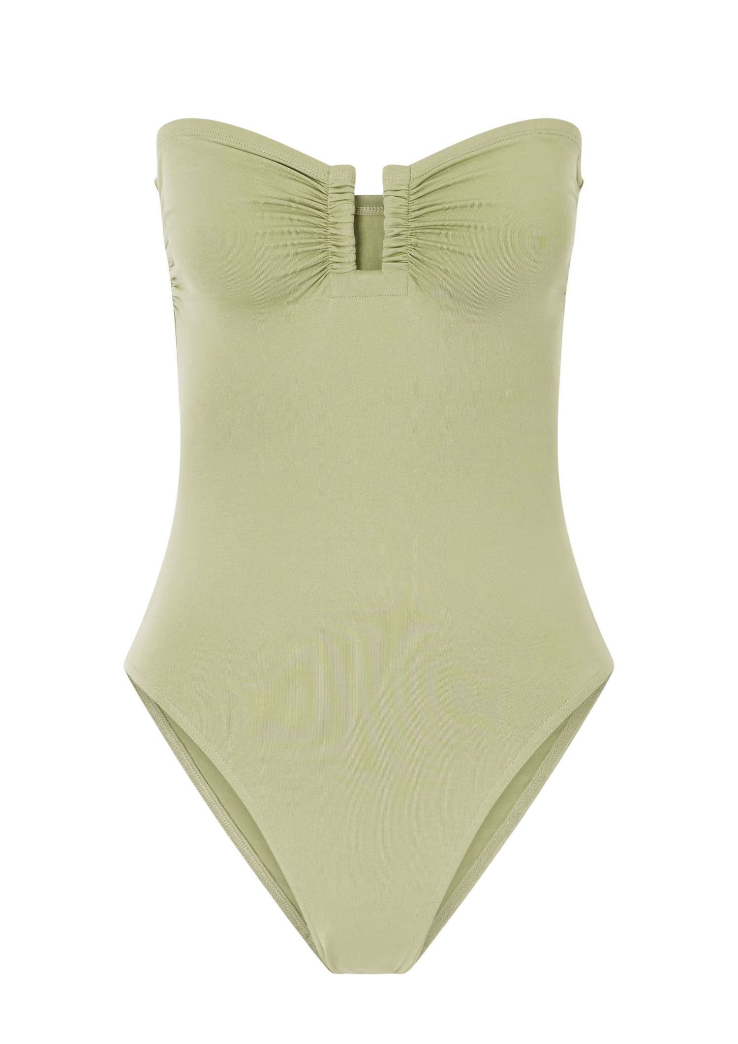 Strapless green swimsuit