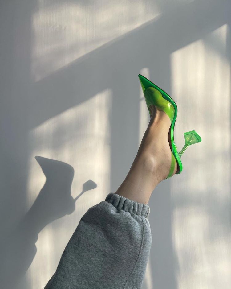 Clear neon hot sale green heels