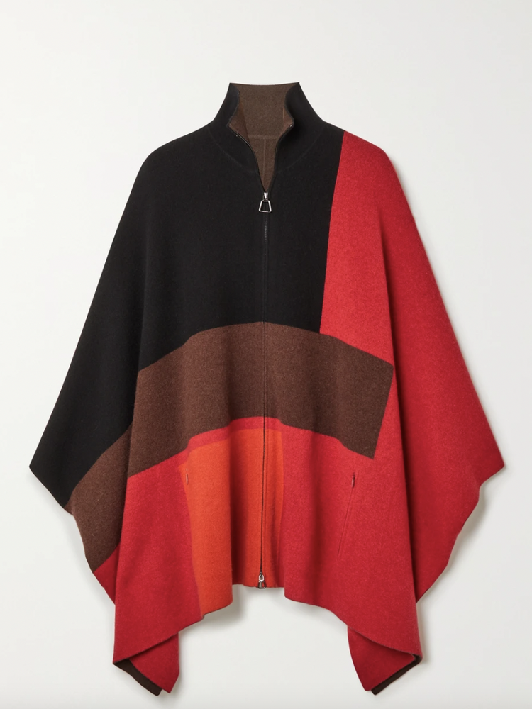 Akris Reversible color-block cashmere poncho