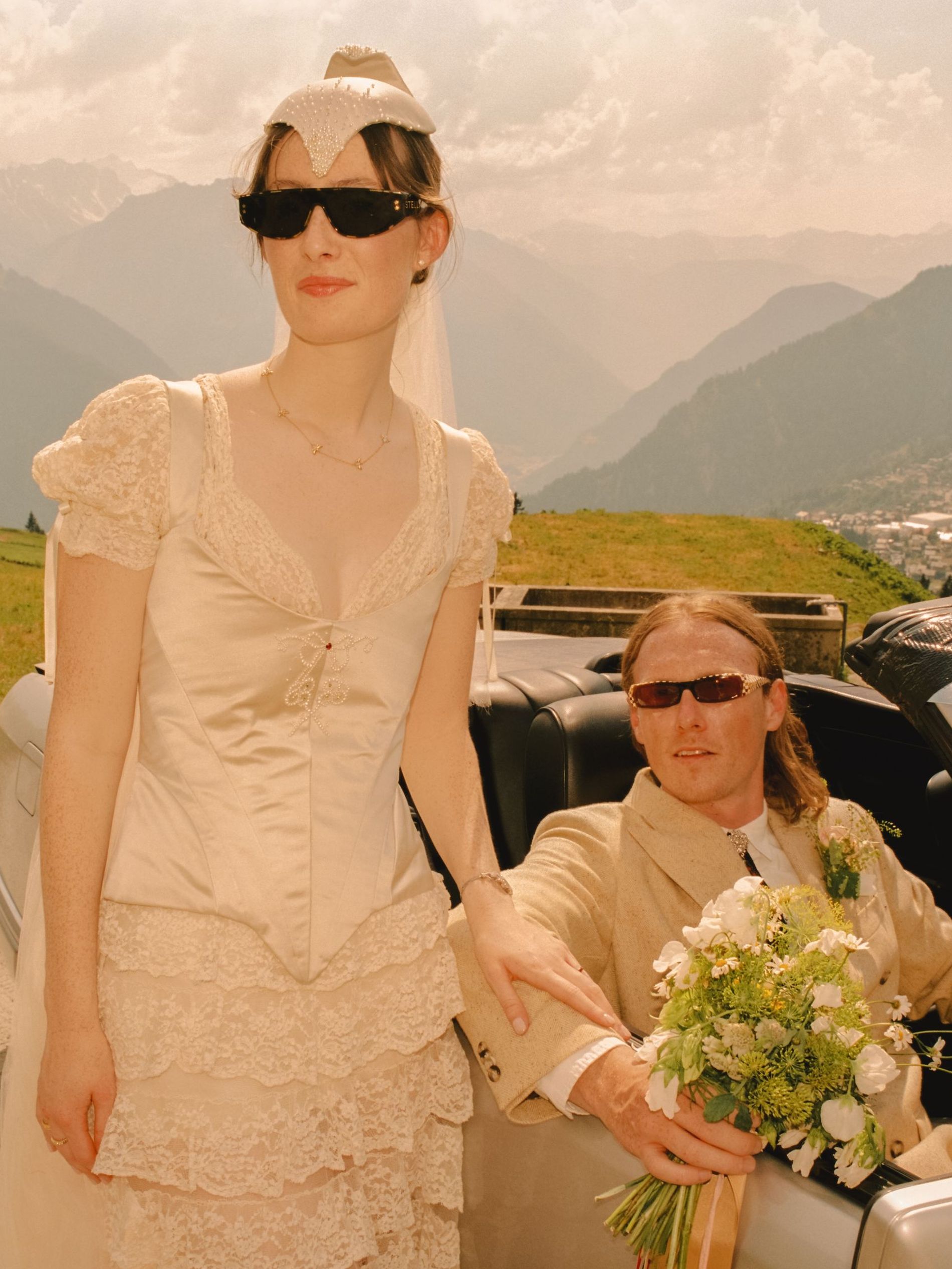 Kristina Beddell and Noah Russell at their wedding in the Swiss Alps