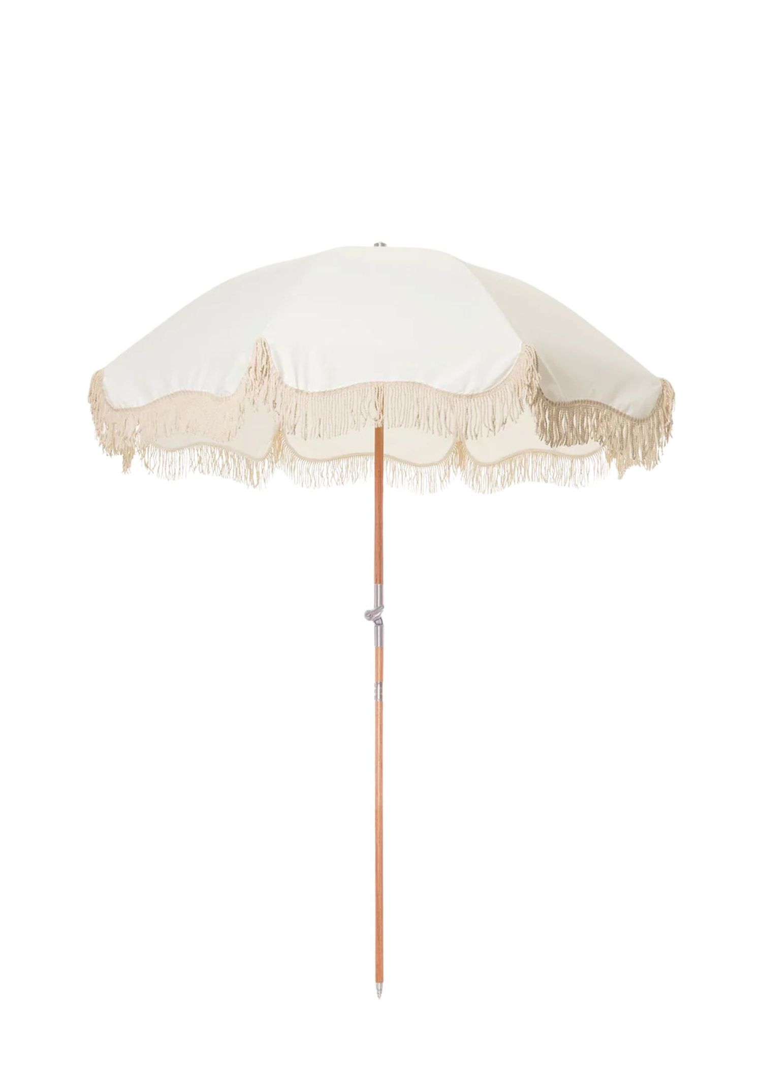 a white retro fringed parasol