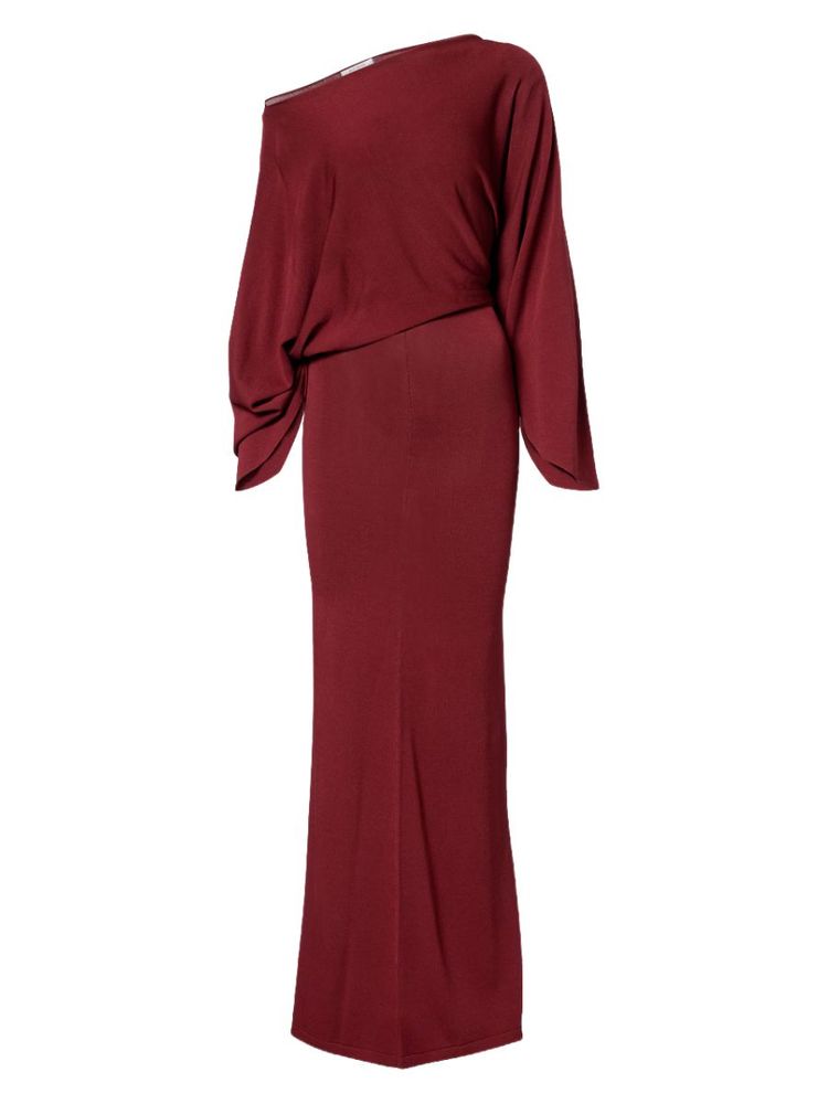 The best burgundy off-shoulder maxi dress - Aya Muse - On a white background