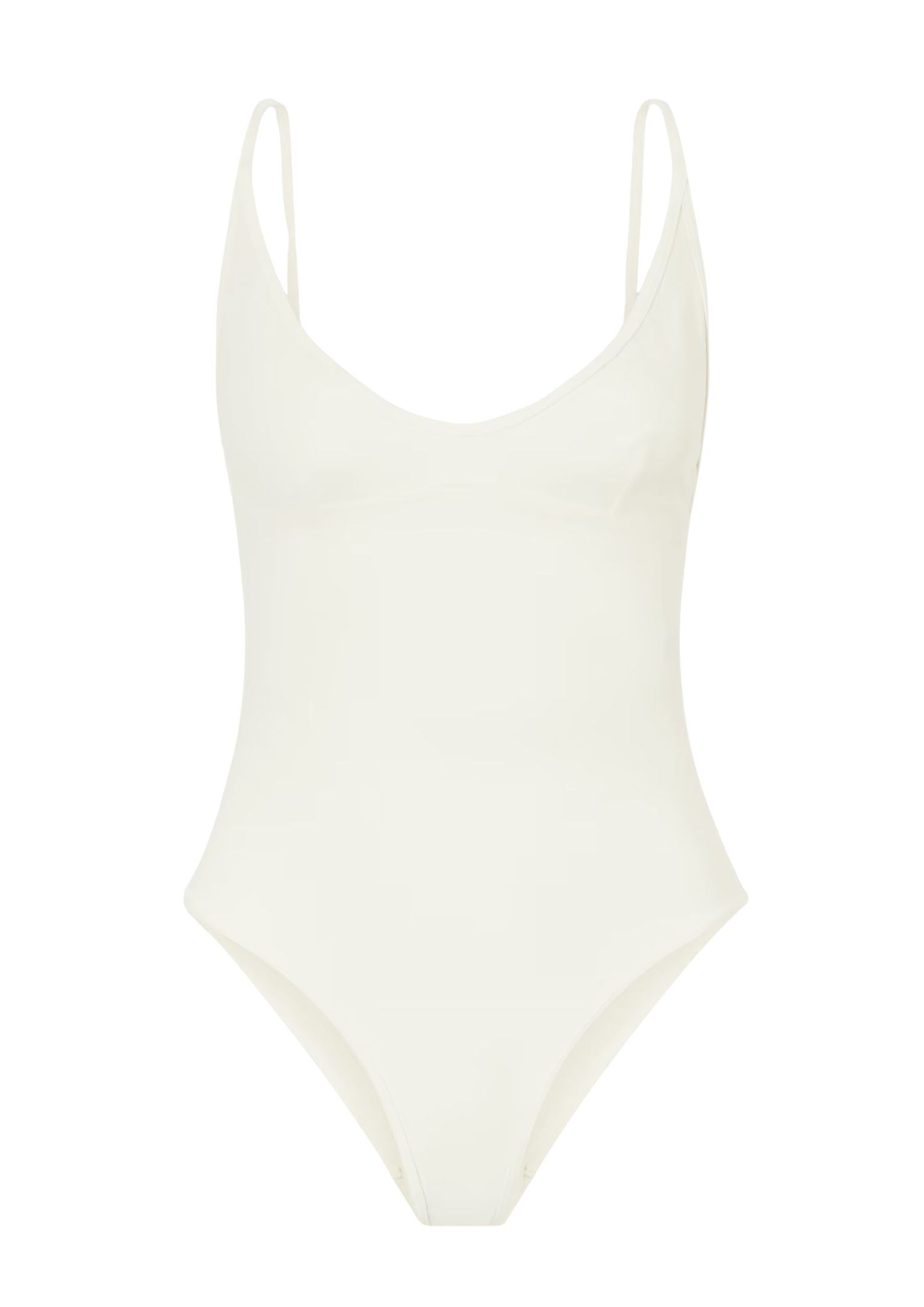 Scoop neck white one-piece swimsuit