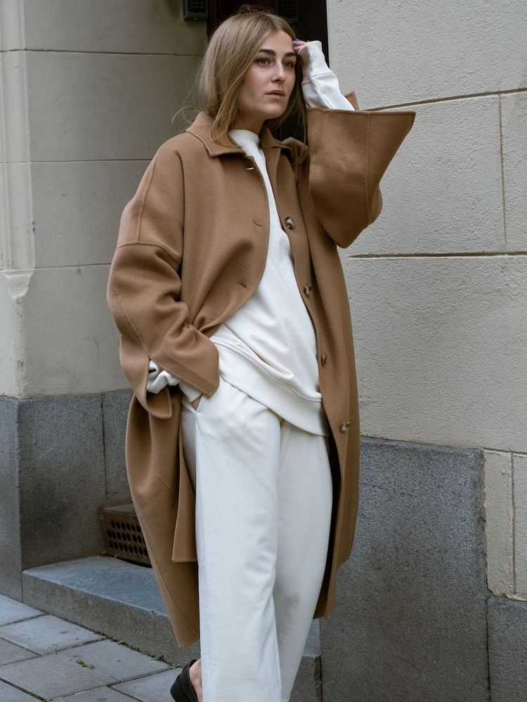 Dondup Wool Coat in Camel Natural Womens Clothing Coats Long coats and winter coats 