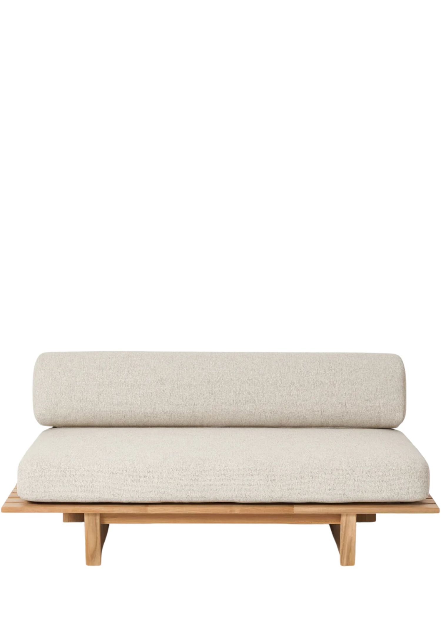 An outdoor sofa in teak