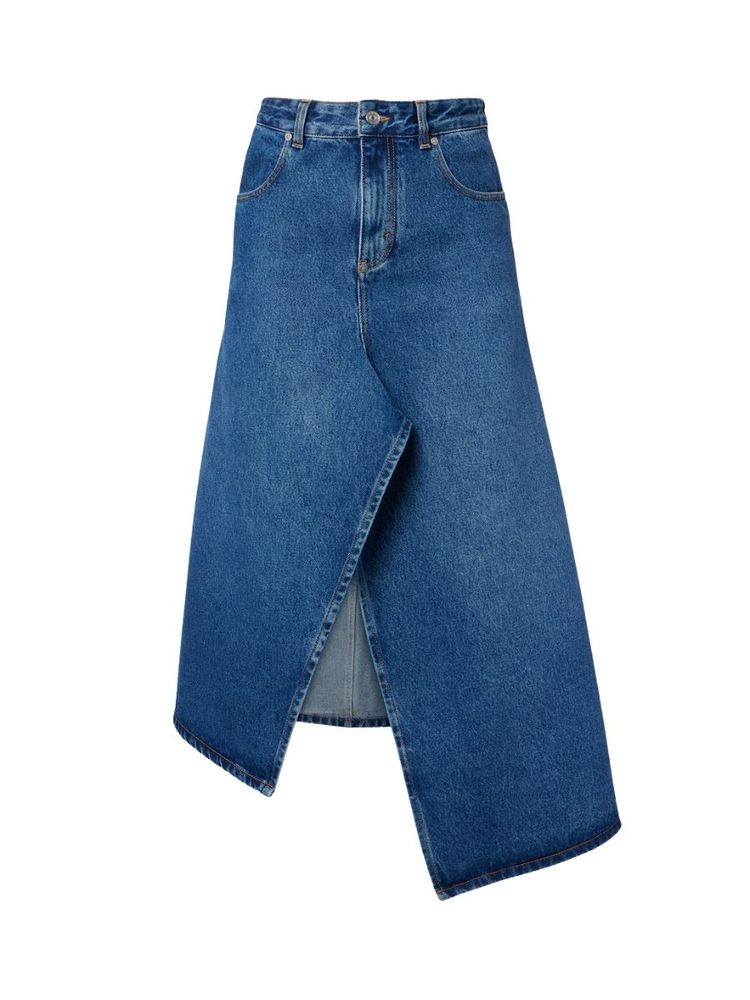 The best asymmetric denim midi skirt - Victoria Beckham - On a white background