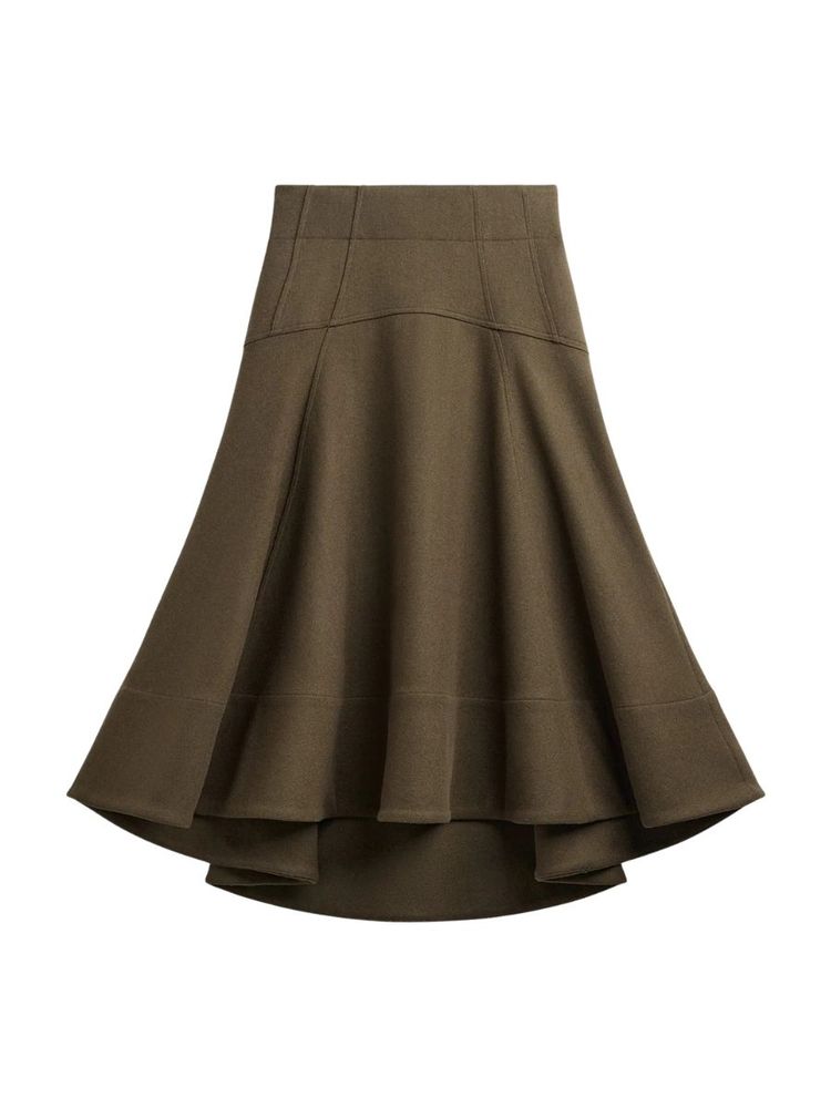 The best olive green wool midi skirt - The Frankie Shop - On a white background