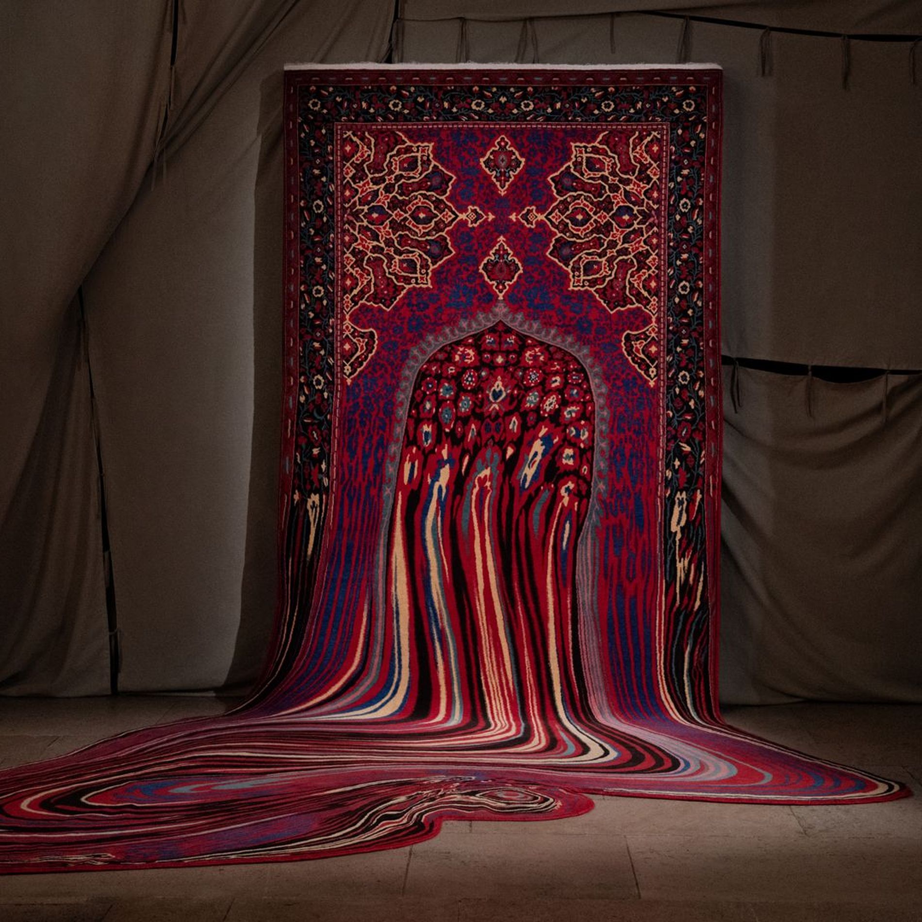Faig Ahmed's Azerbaijani carpets at Acne Studio's SS27 show, Denim Hystoria