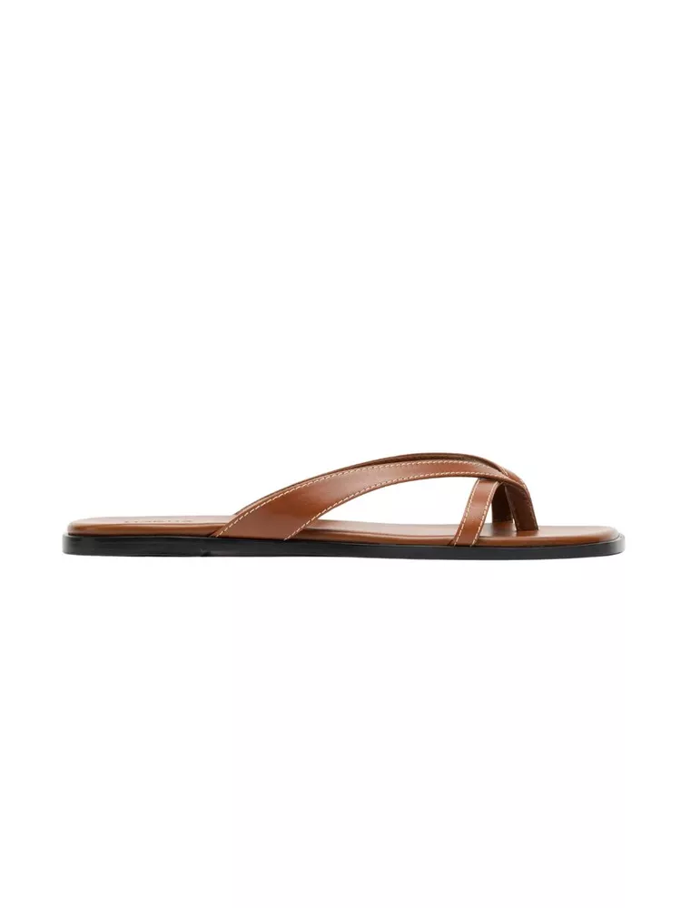 The best brown leather flip flop - Morjas - On a white background