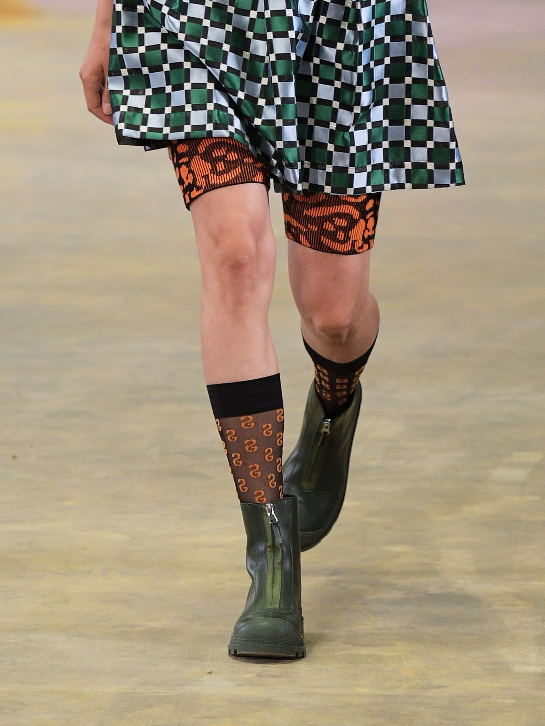 Model wears high socks at Stine Goya's SS23 runway