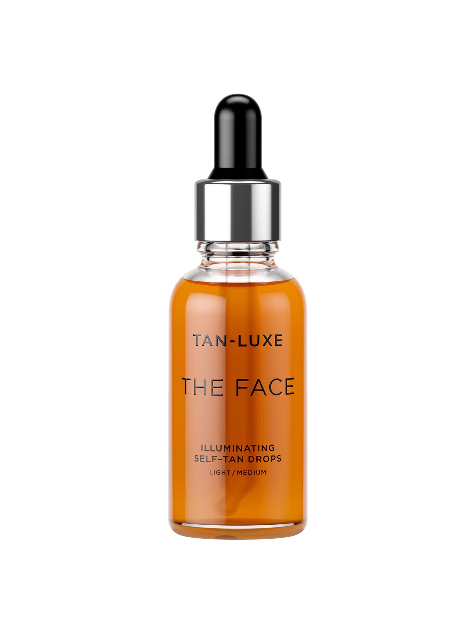 Tan Luxe the face bronzing drops against a white background