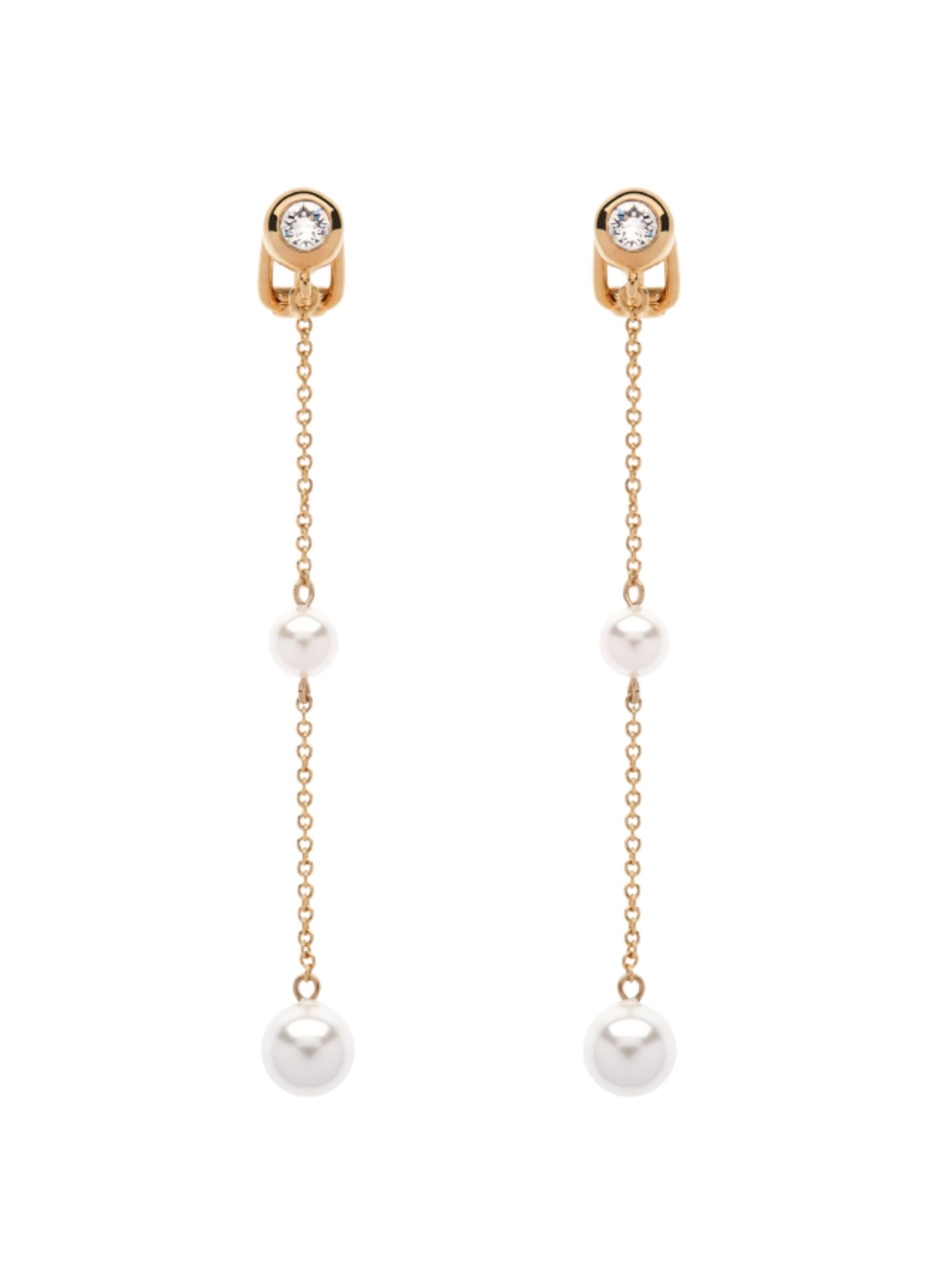 Pearl drop clip on earrings from Emma Holland Jewellery against a white background