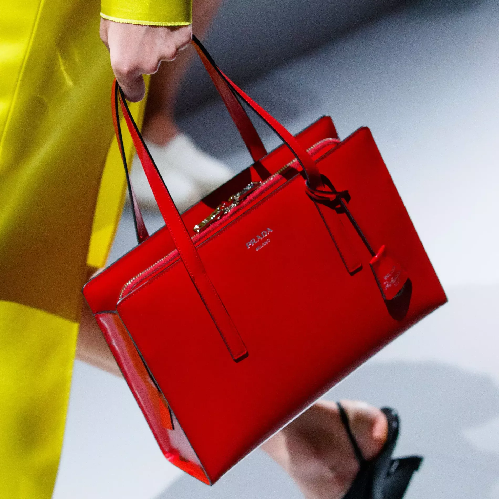 Red Prada top-handle handbag brand