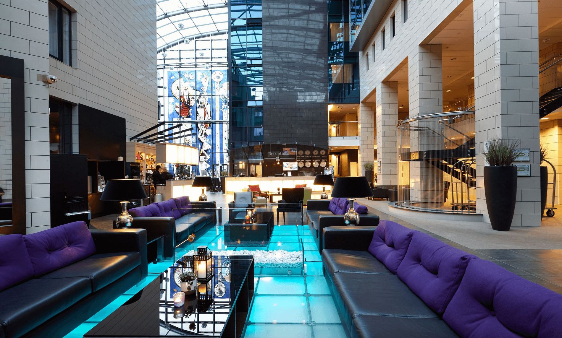 The lobby lounge at the Grand Hotel Reykjavik