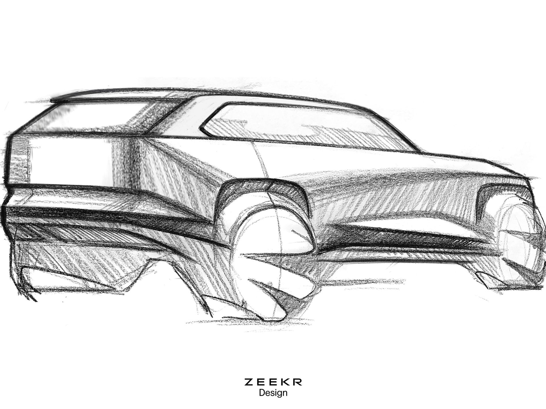 A sketch of the exterior development of the Zeekr 9X