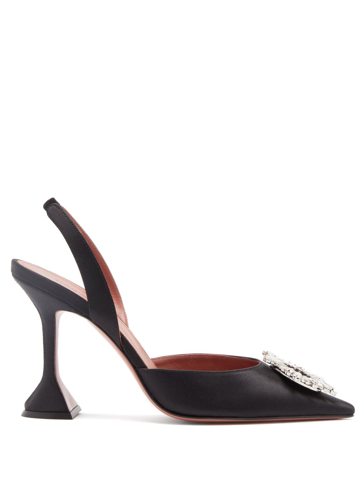 AMINA MUADDI Begum crystal-embellished satin slingback pumps