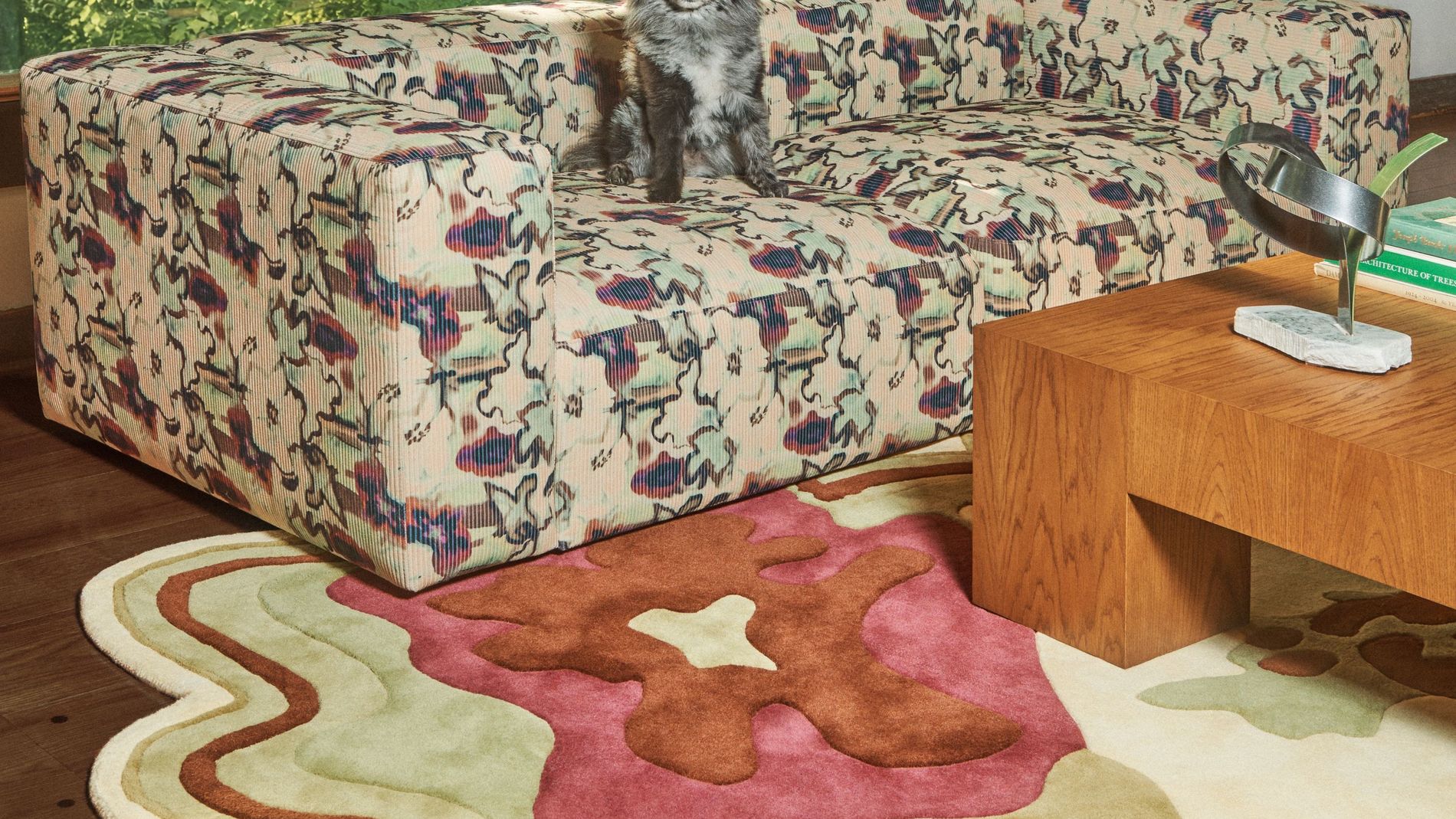 A dog pictured on the Layered x Collina Strada sofa