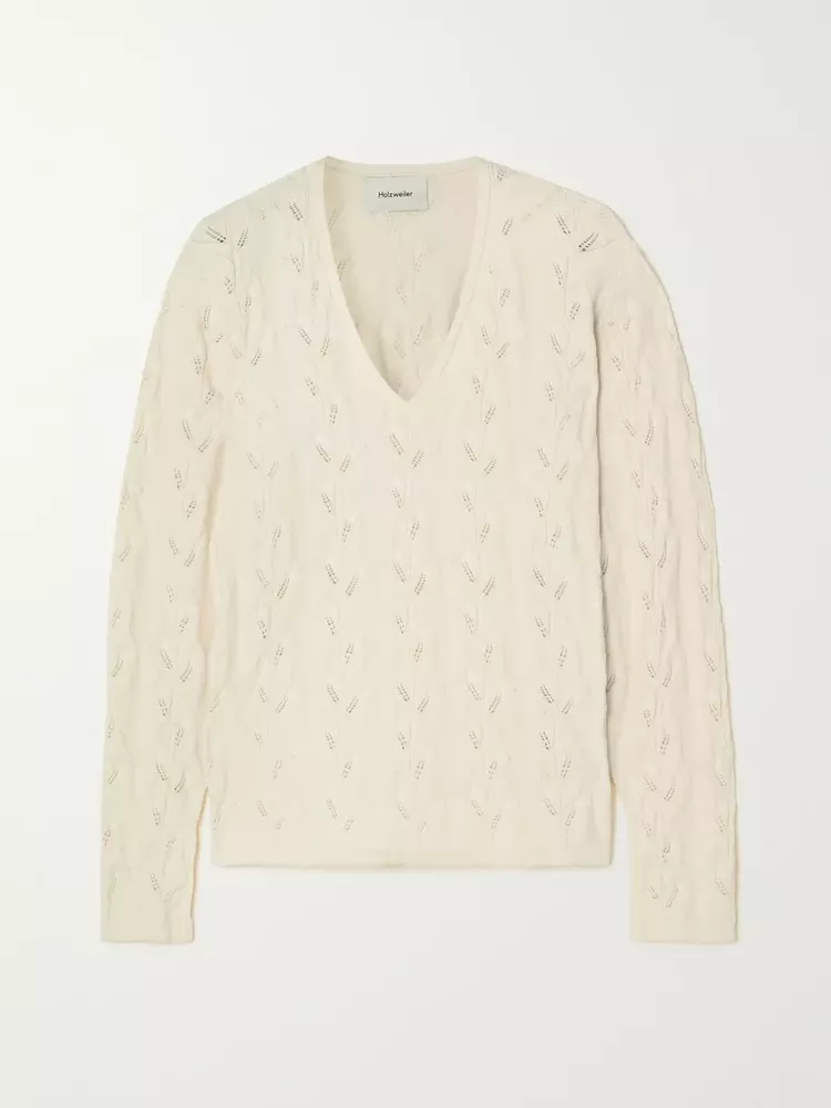 Holzweiler Niste pointelle-knit cotton sweater