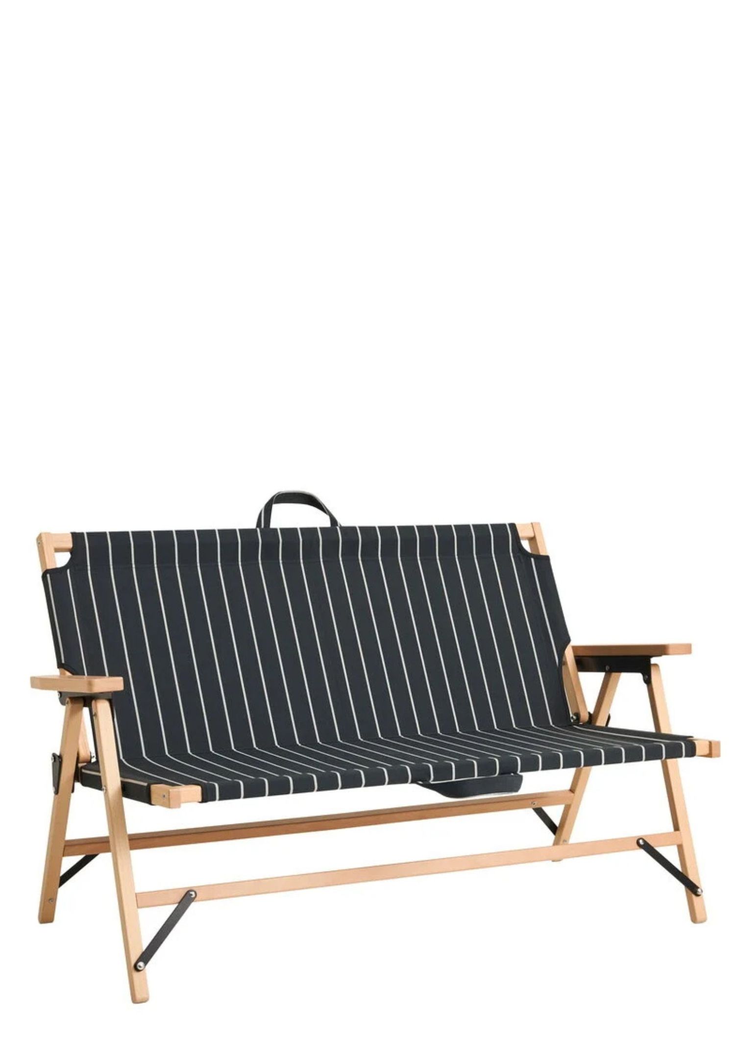 A foldable striped outdoor sofa