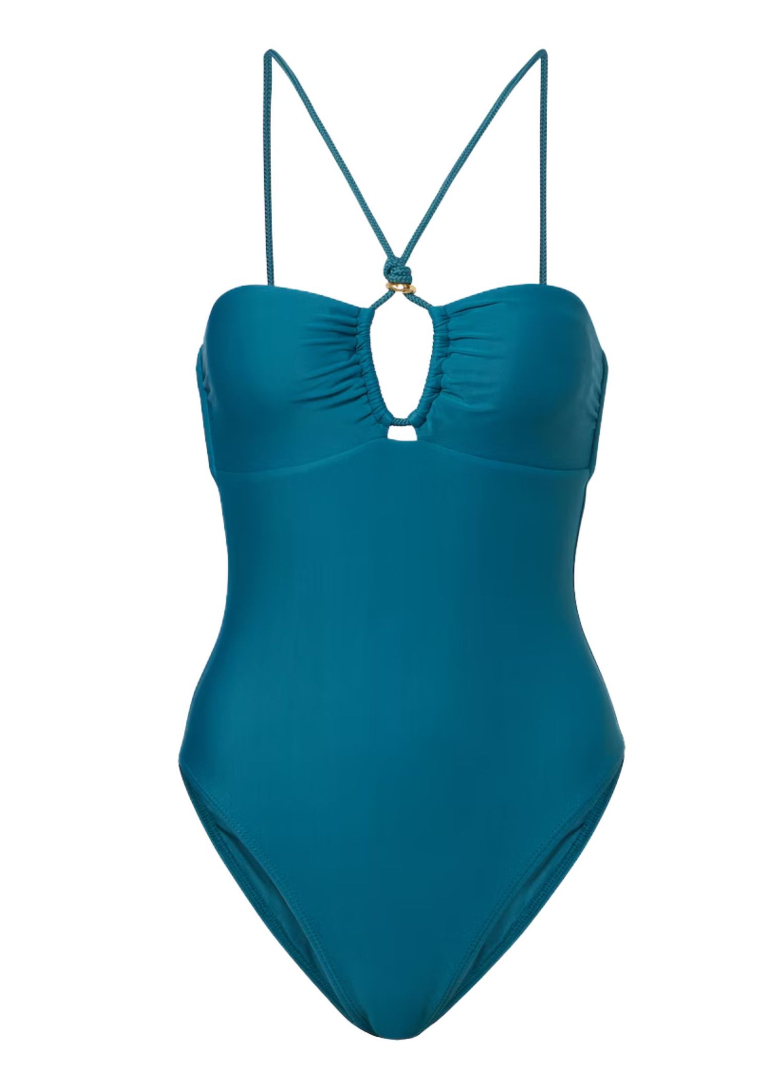 teal one-piece swimsuit
