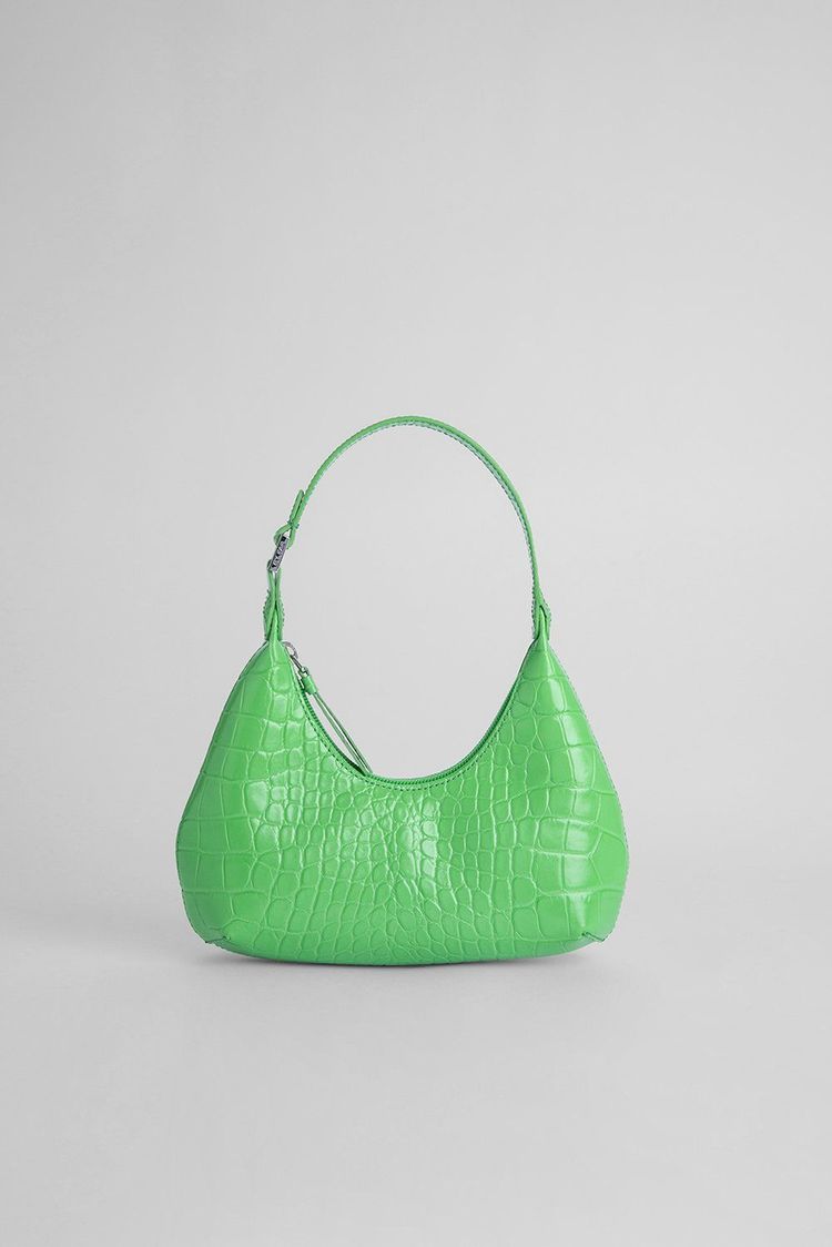 By Far green croco embossed leather handbag