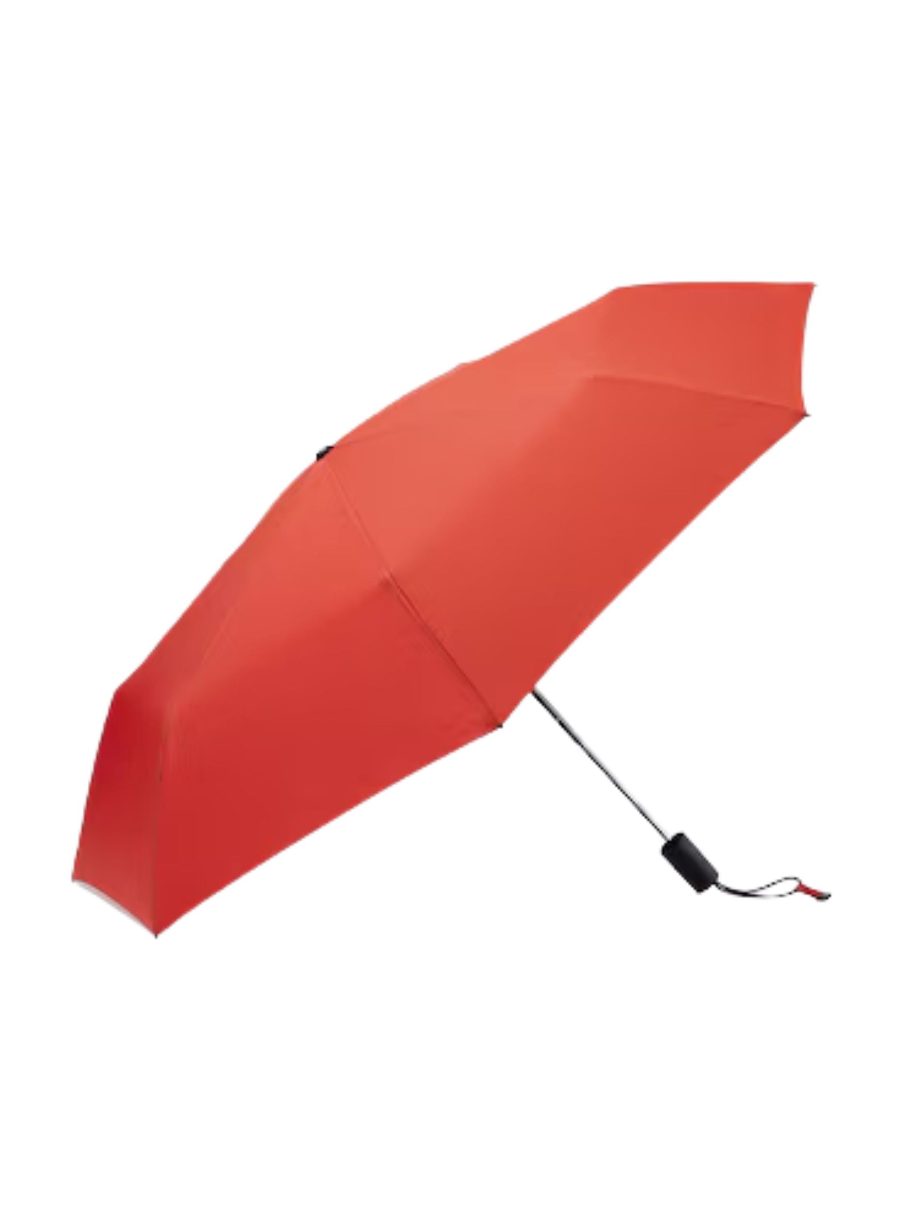 Red umbrella against a white background