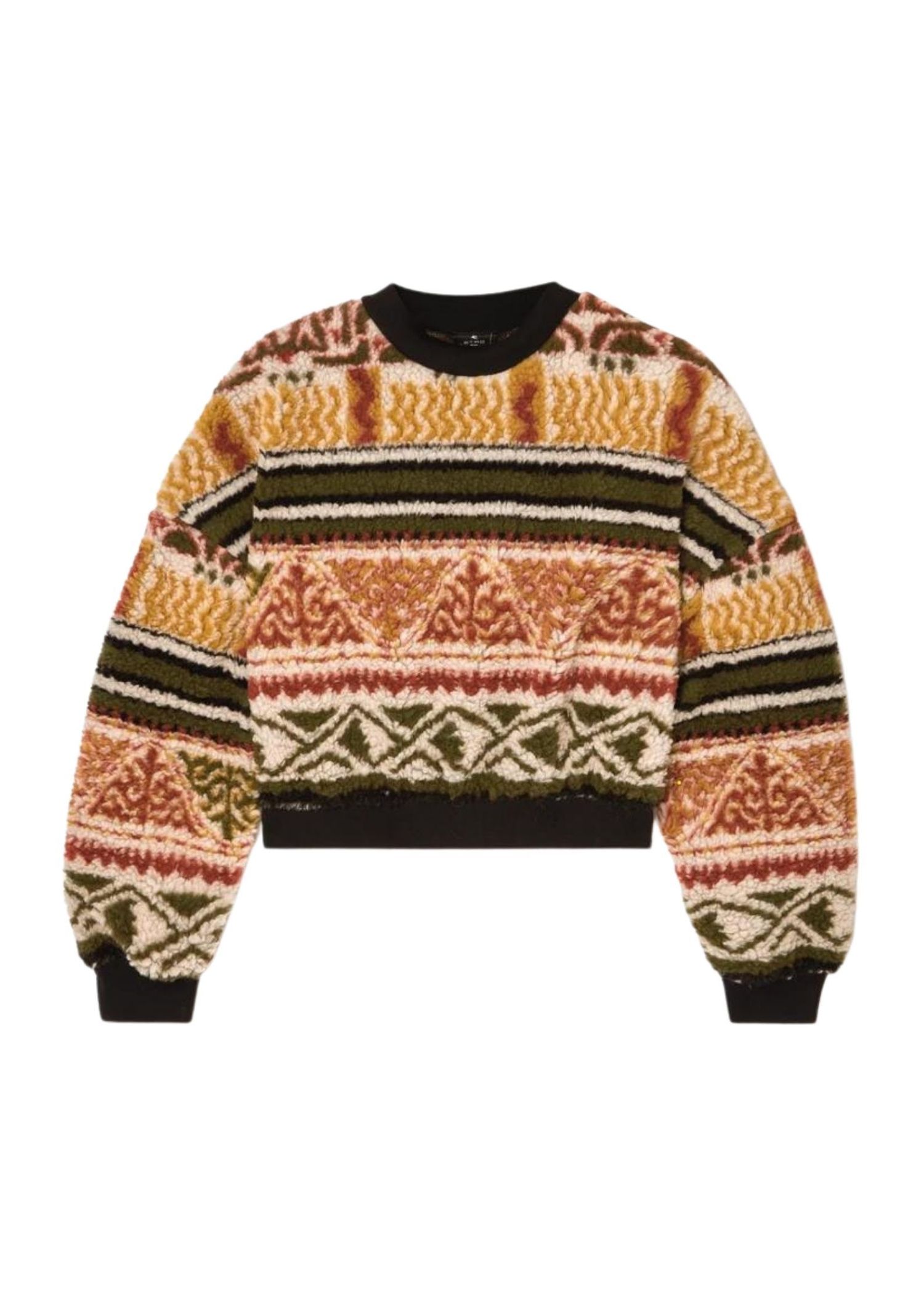 ETRO Felpa cropped Fair Isle fleece sweater