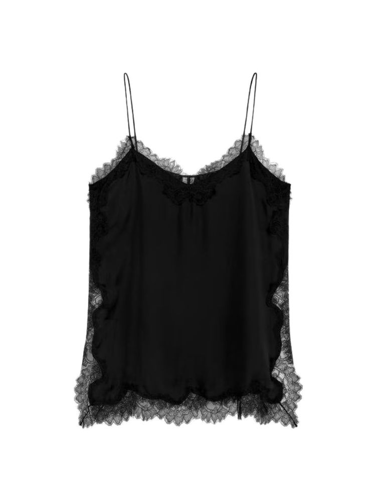 The best black lace trim camisole - Arket - On a white background