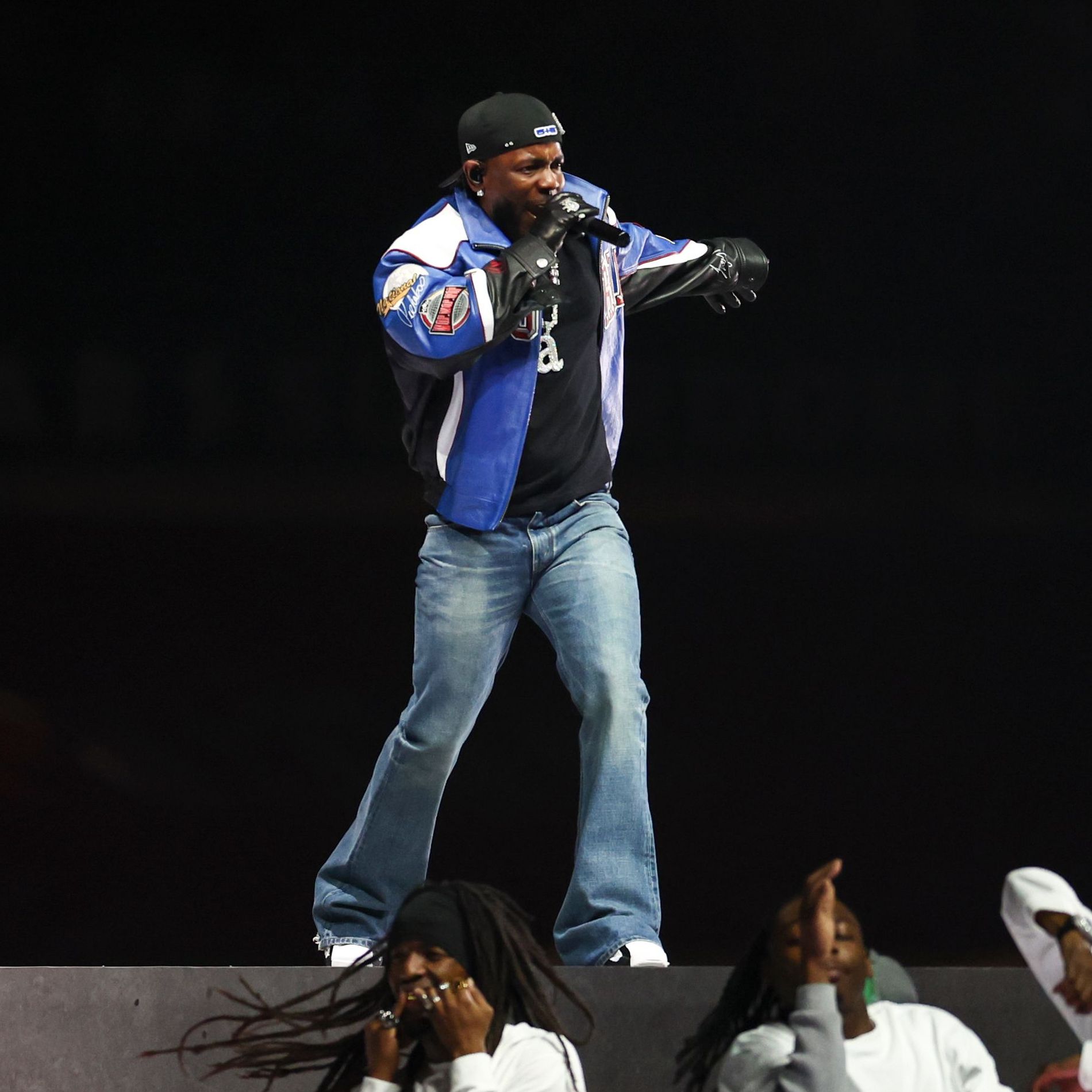 Kendrick Lamar on stage during Super bowl 