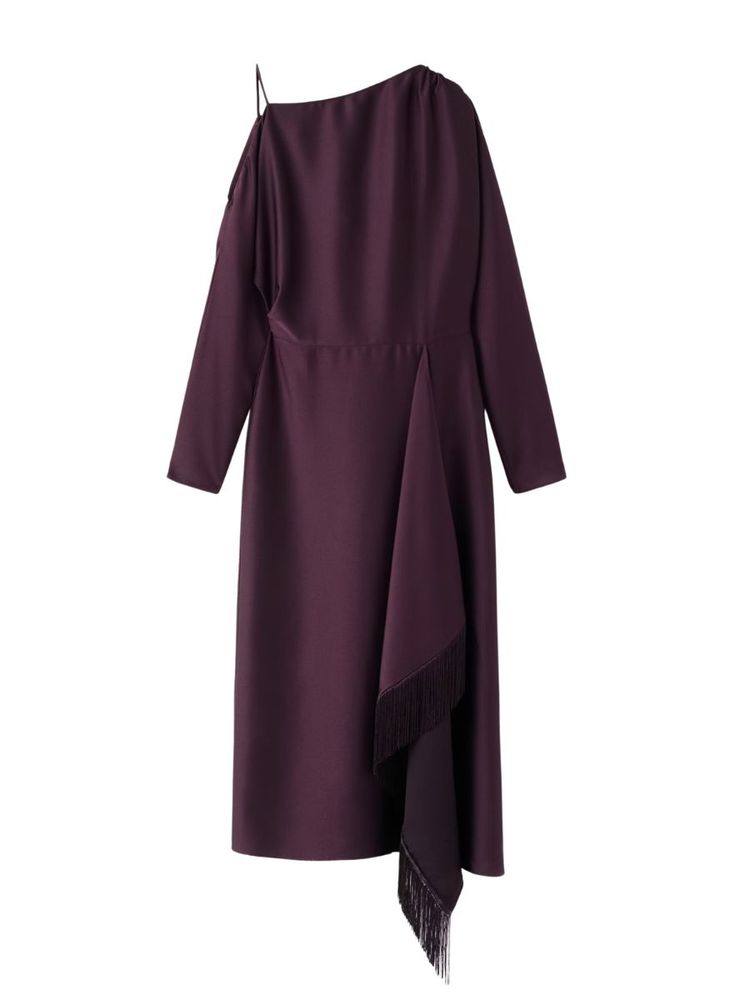 The best purple asymmetrical satin dress - Mango - Ona white background