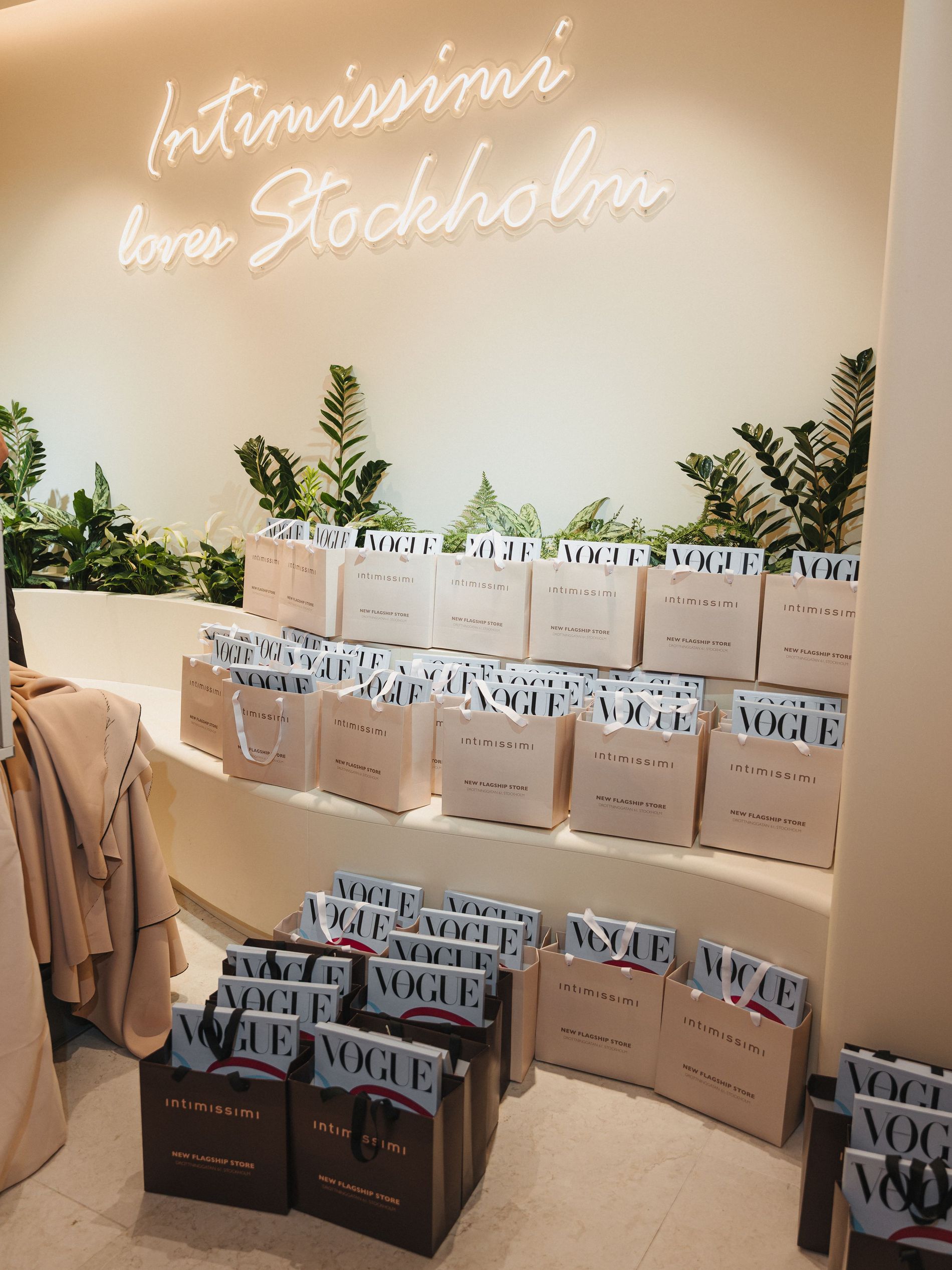 Goodiebags from the opening event of intimissimi cohosting by Vogue Scandinavia