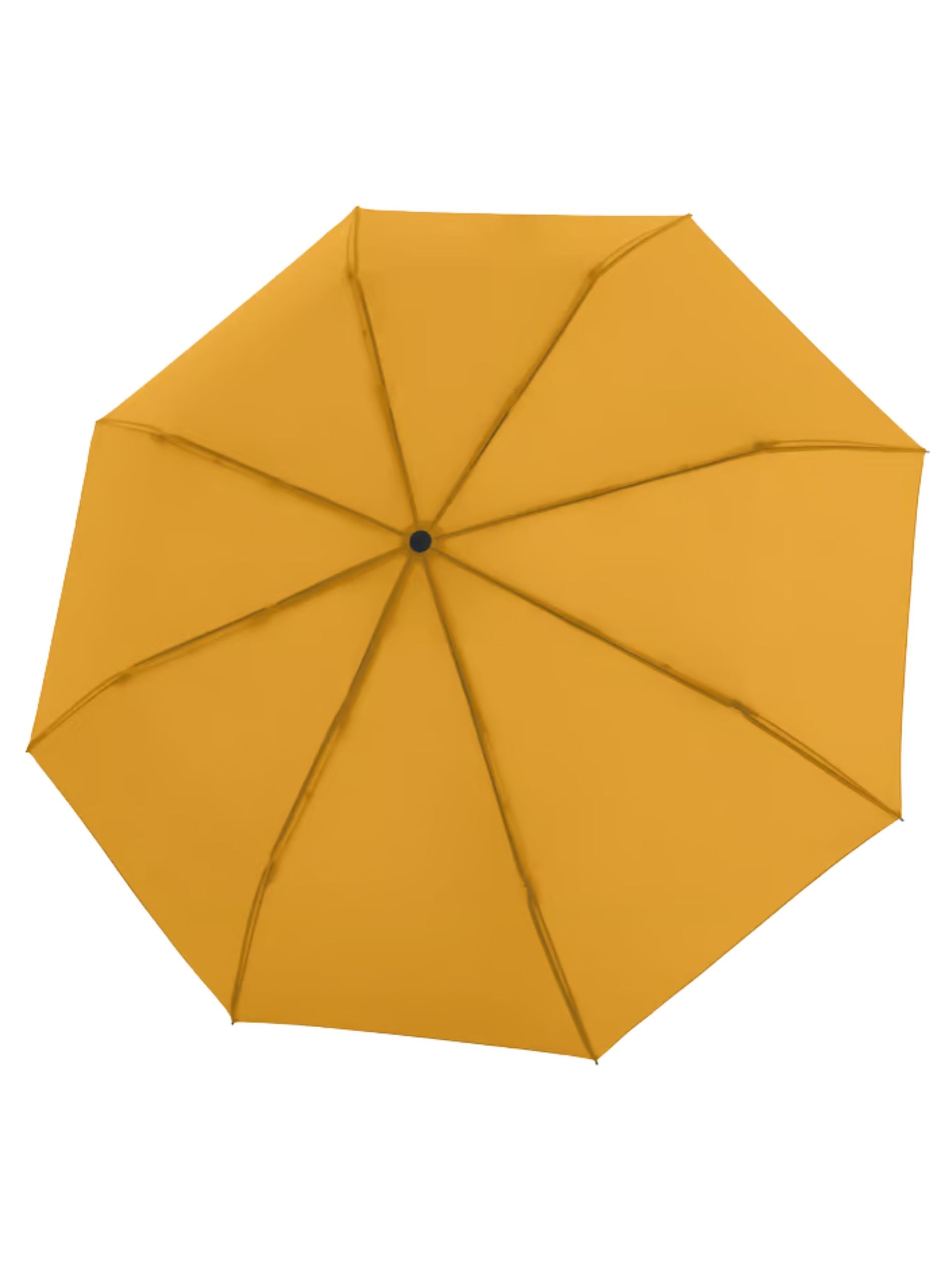 Yellow umbrella against a white background