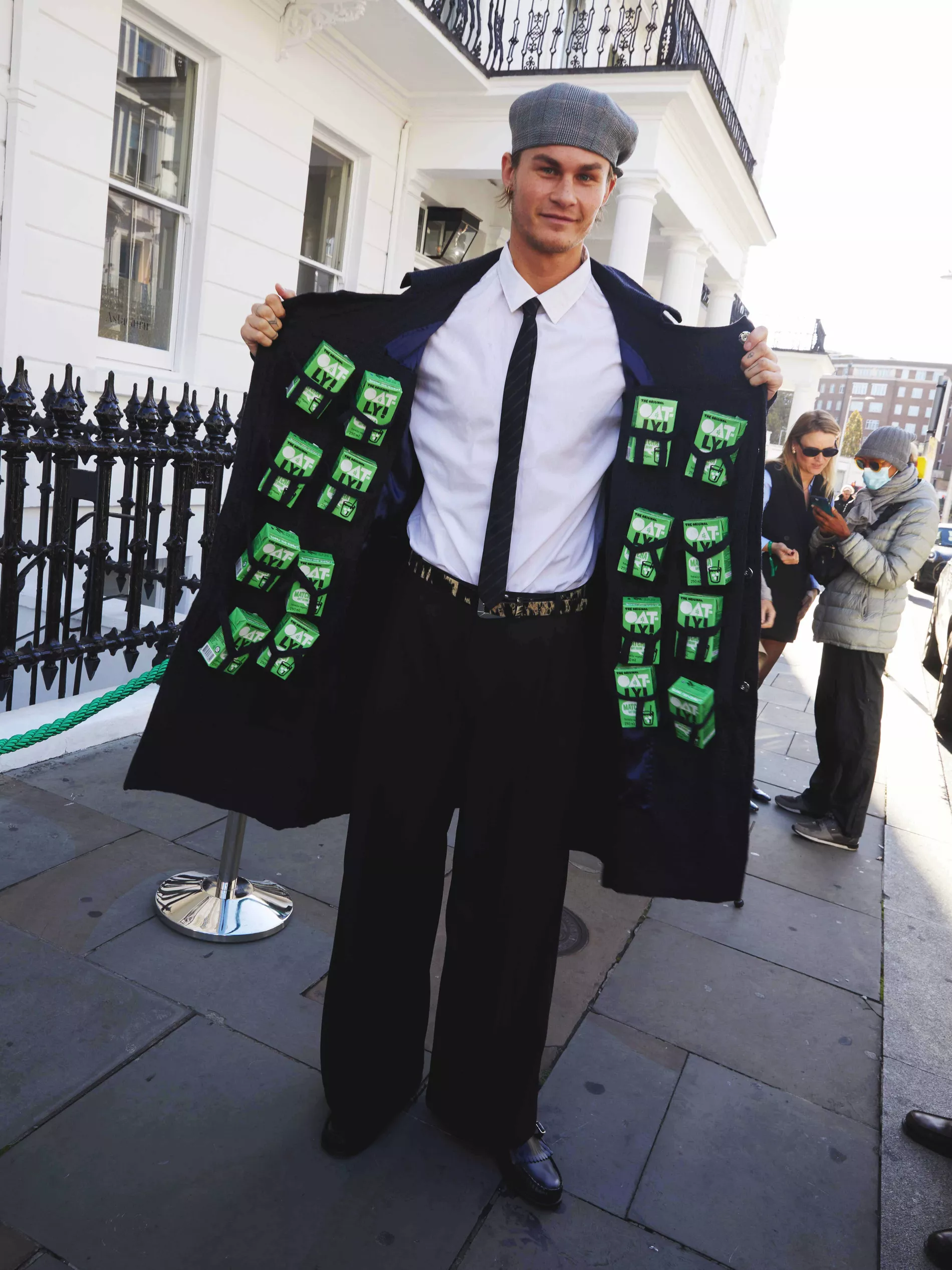 A man pictured at the Oatly Embassy in London