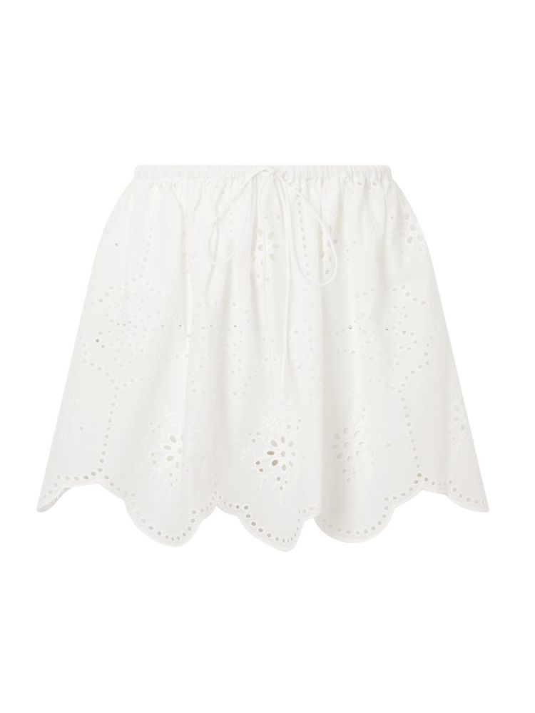 The best white broderie mini skirt - Matteau - On a white background