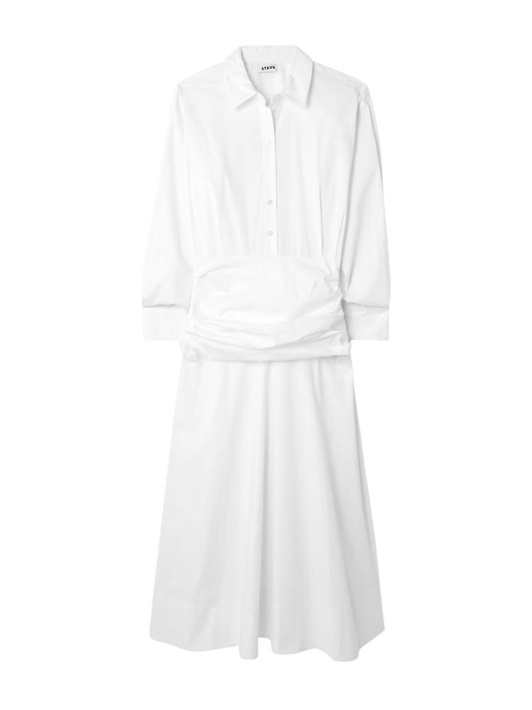 The best white midi shirt dress - Staud - On a white background
