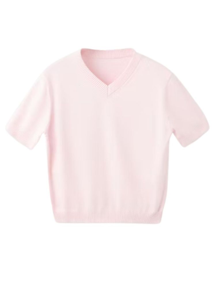 The best light pink v-neck knitwear - Mango - On a white background