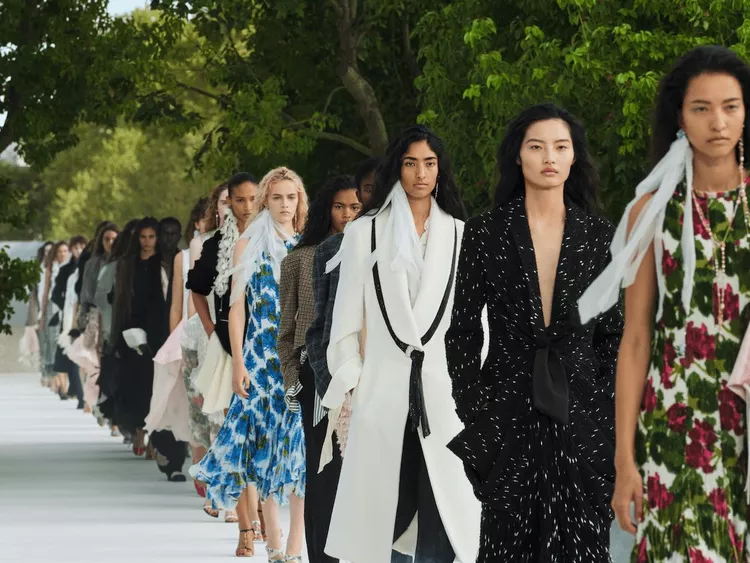 Models walk the finale of the Dior SS27 fashion show in Paris