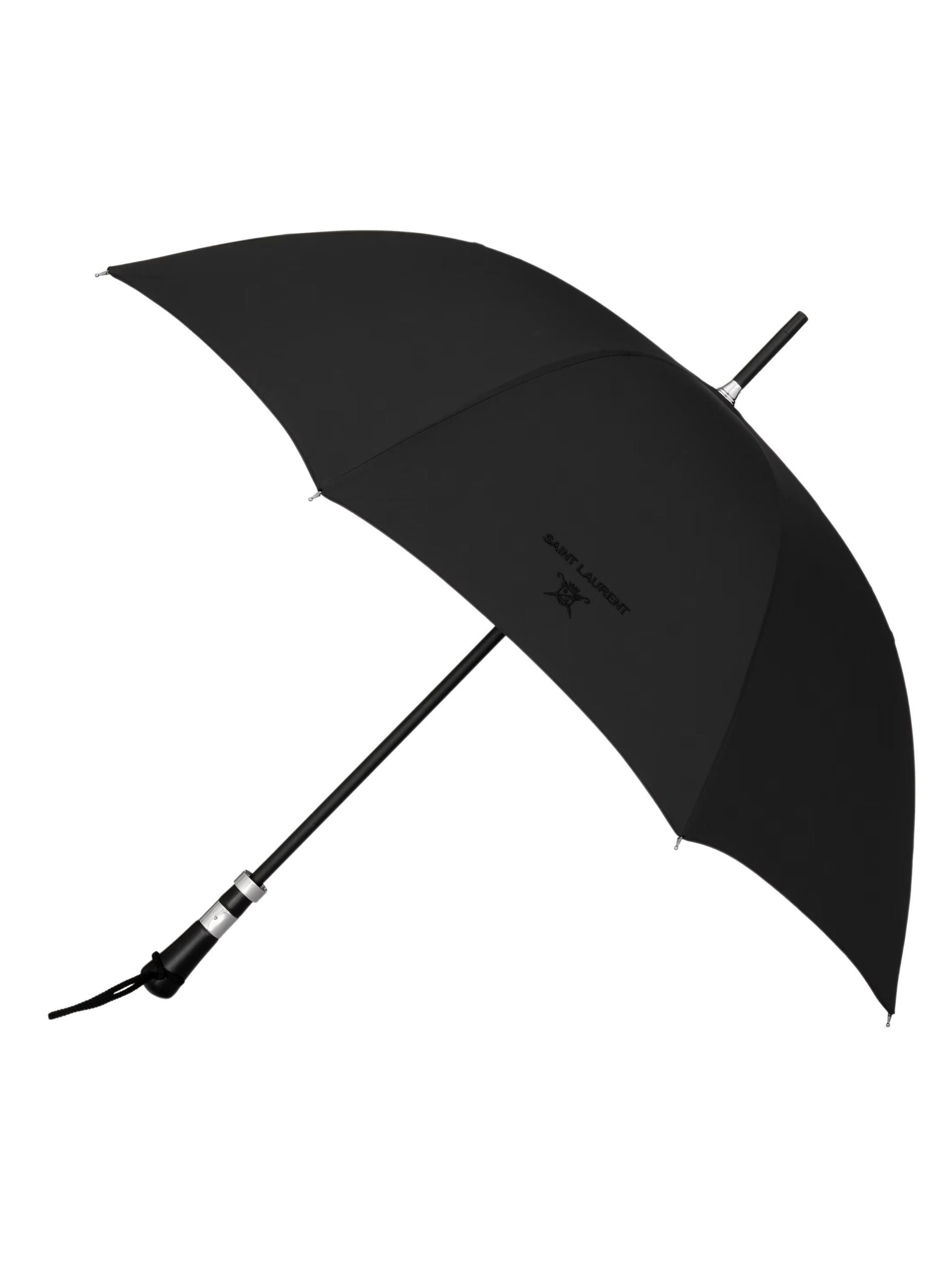Black umbrella against a white background