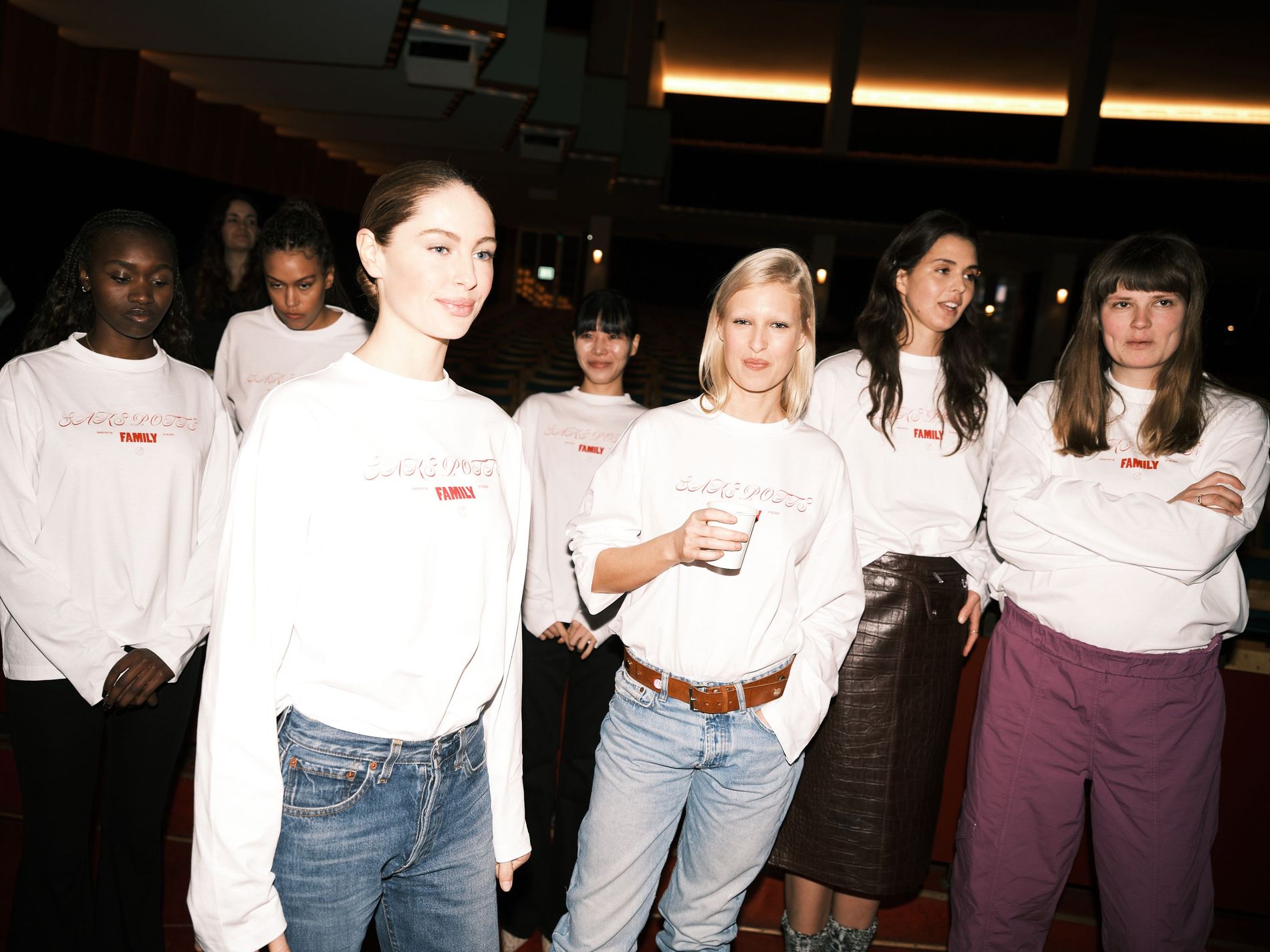 Models are gathered backstage at Saks Potts AW23  show