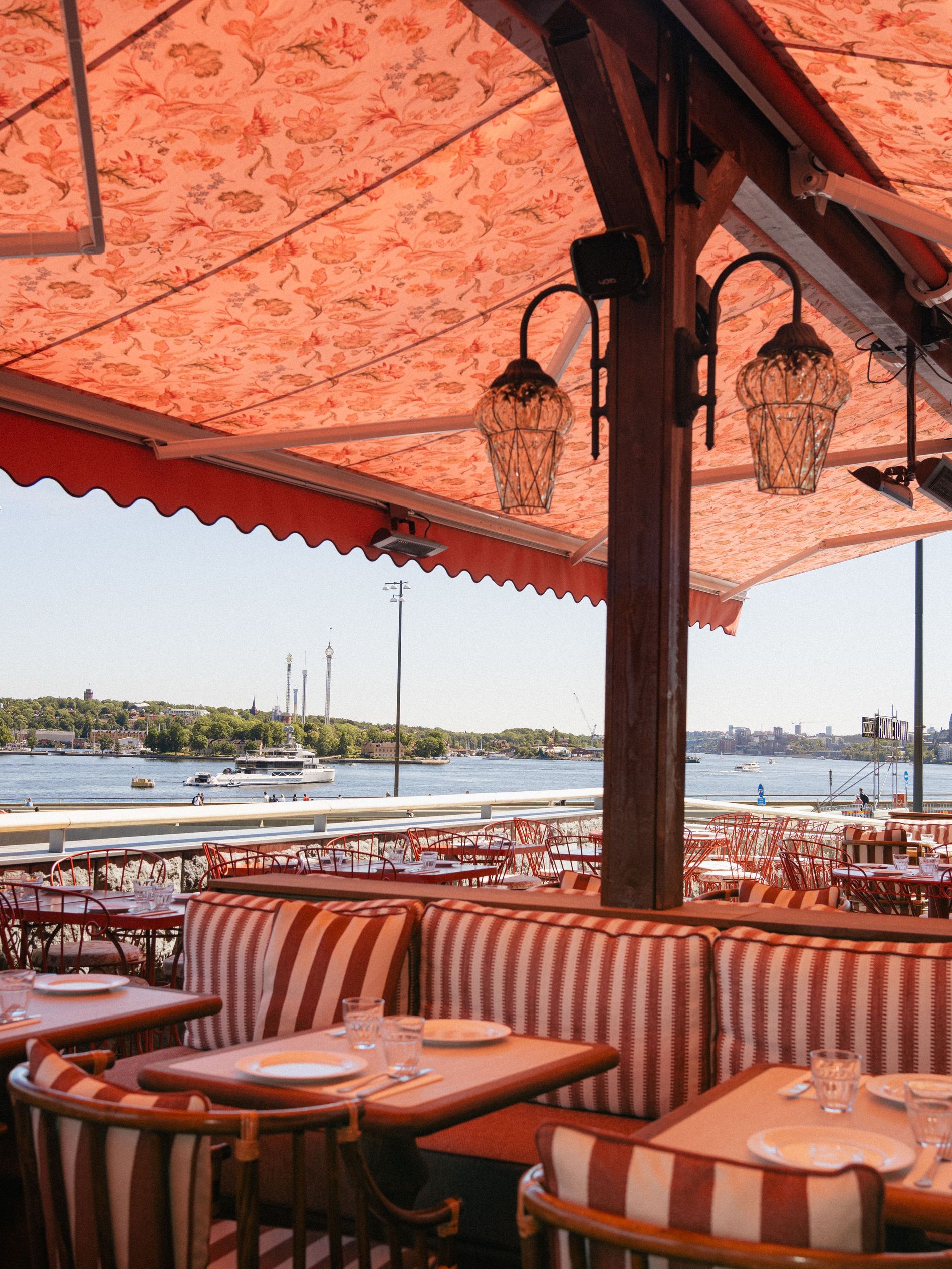 best courtyards and terraces covered red awning