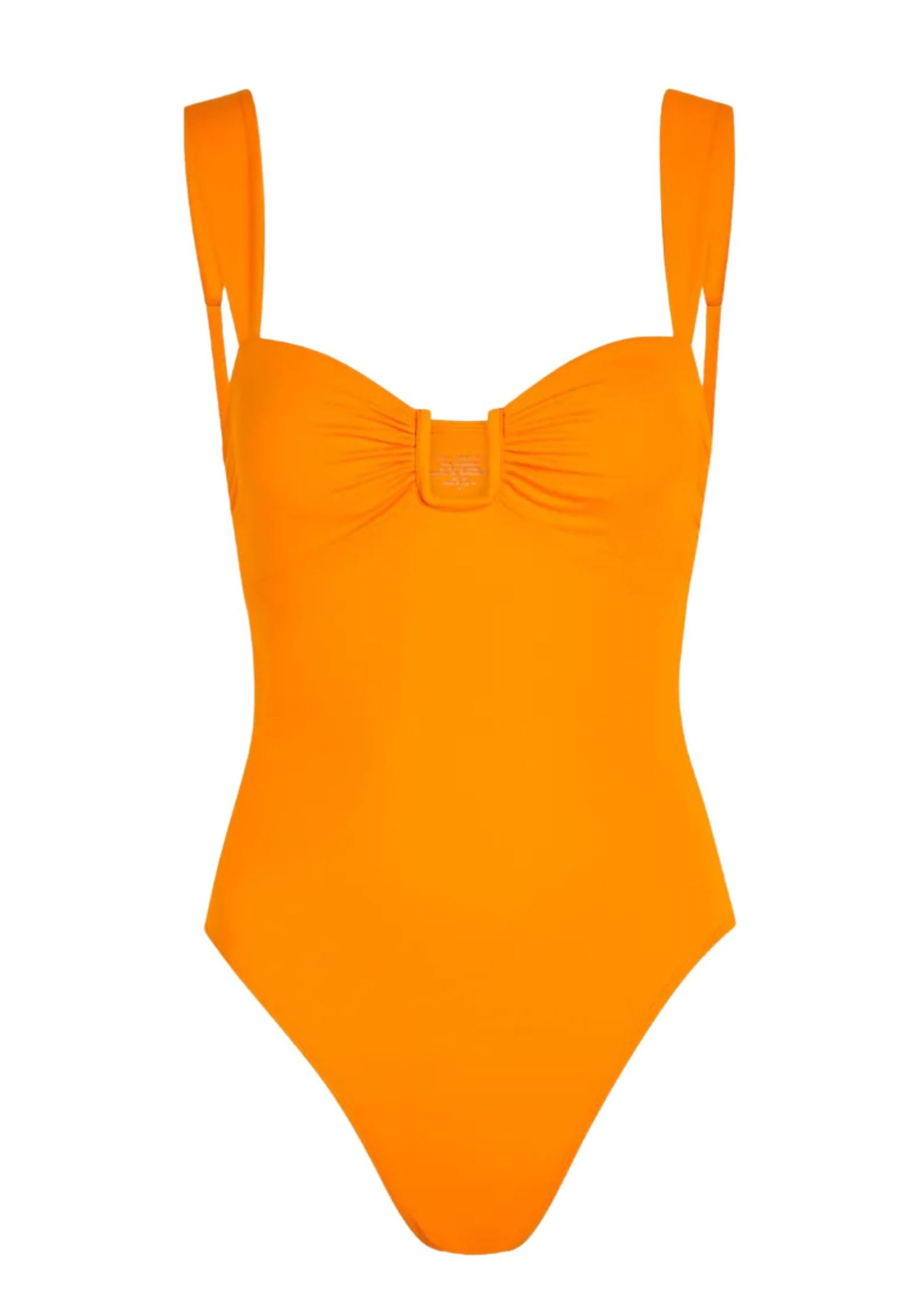 Bright orange one-piece swimsuit with cups