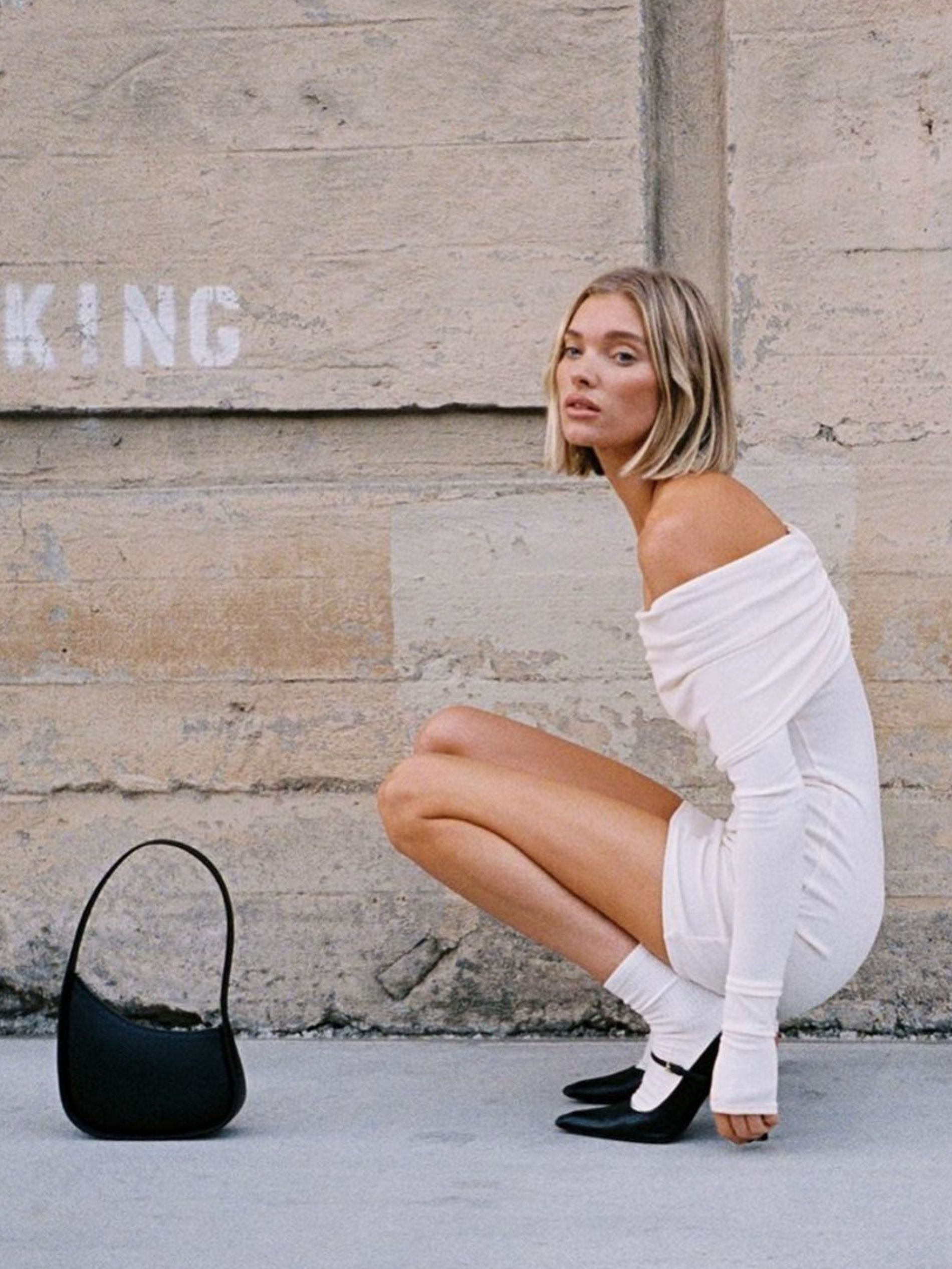 Elsa Hosk wears her favourite autumn Mary Jane shoes with white socks