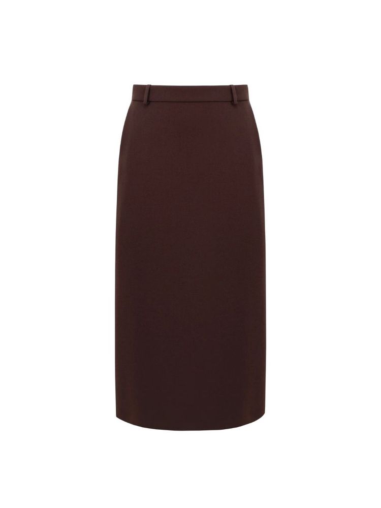 The best brown wool midi skirt - The Arkow - On a white background