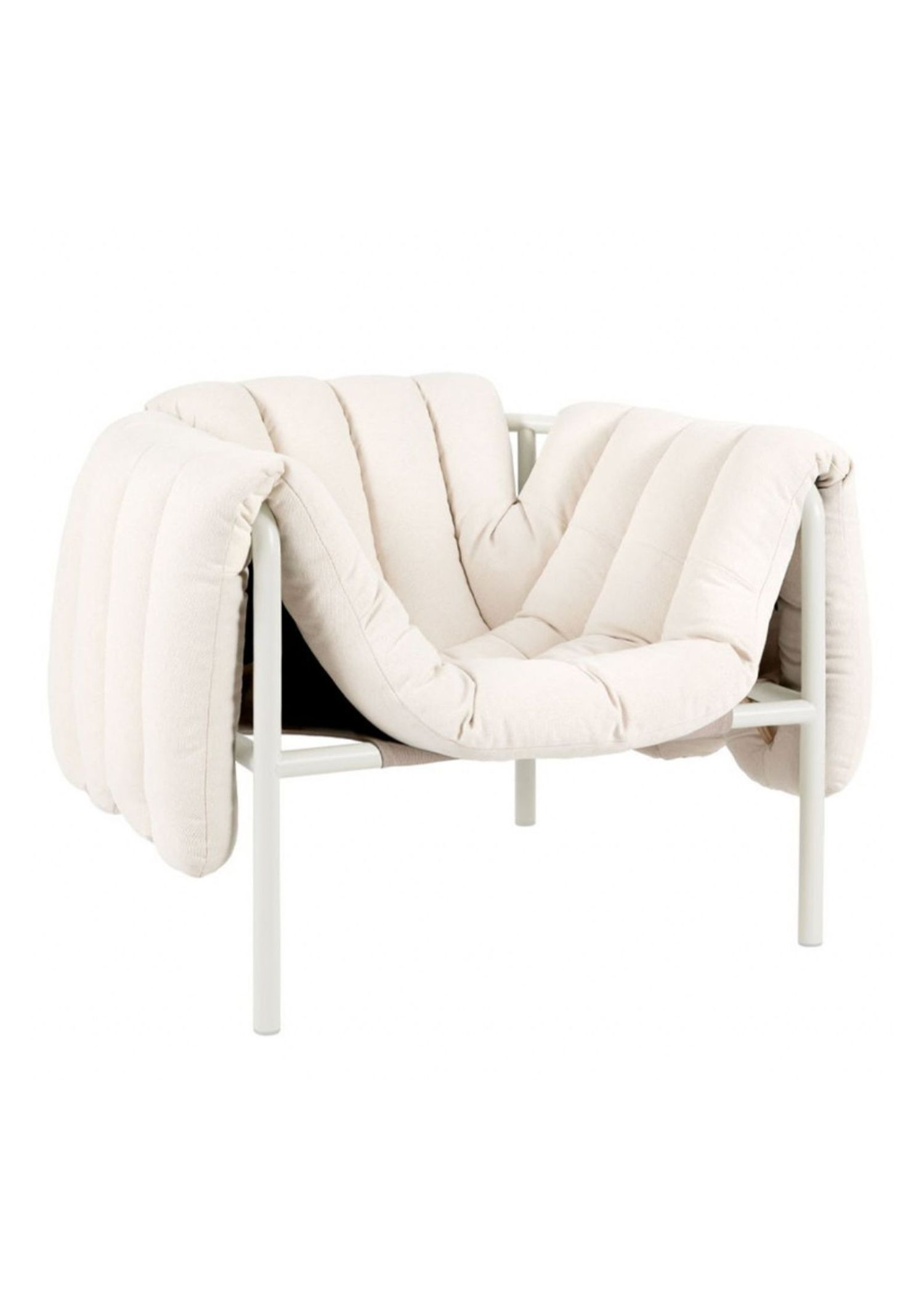 Hem Puffy lounge chair, natural - cream steel