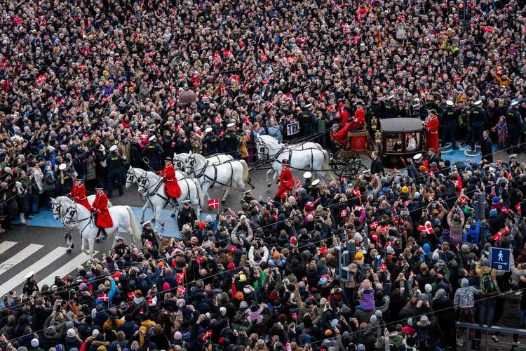 People celebrate the coronation